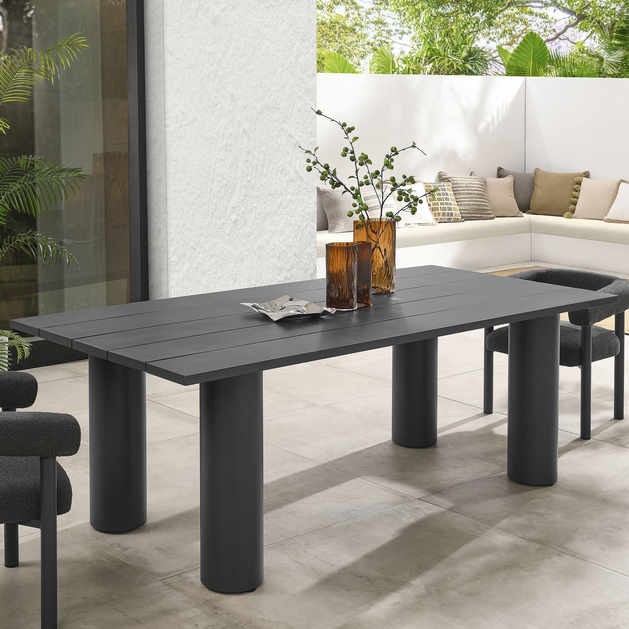 Naveen Outdoor 87 Inch Rectangular Aluminum Dining Table