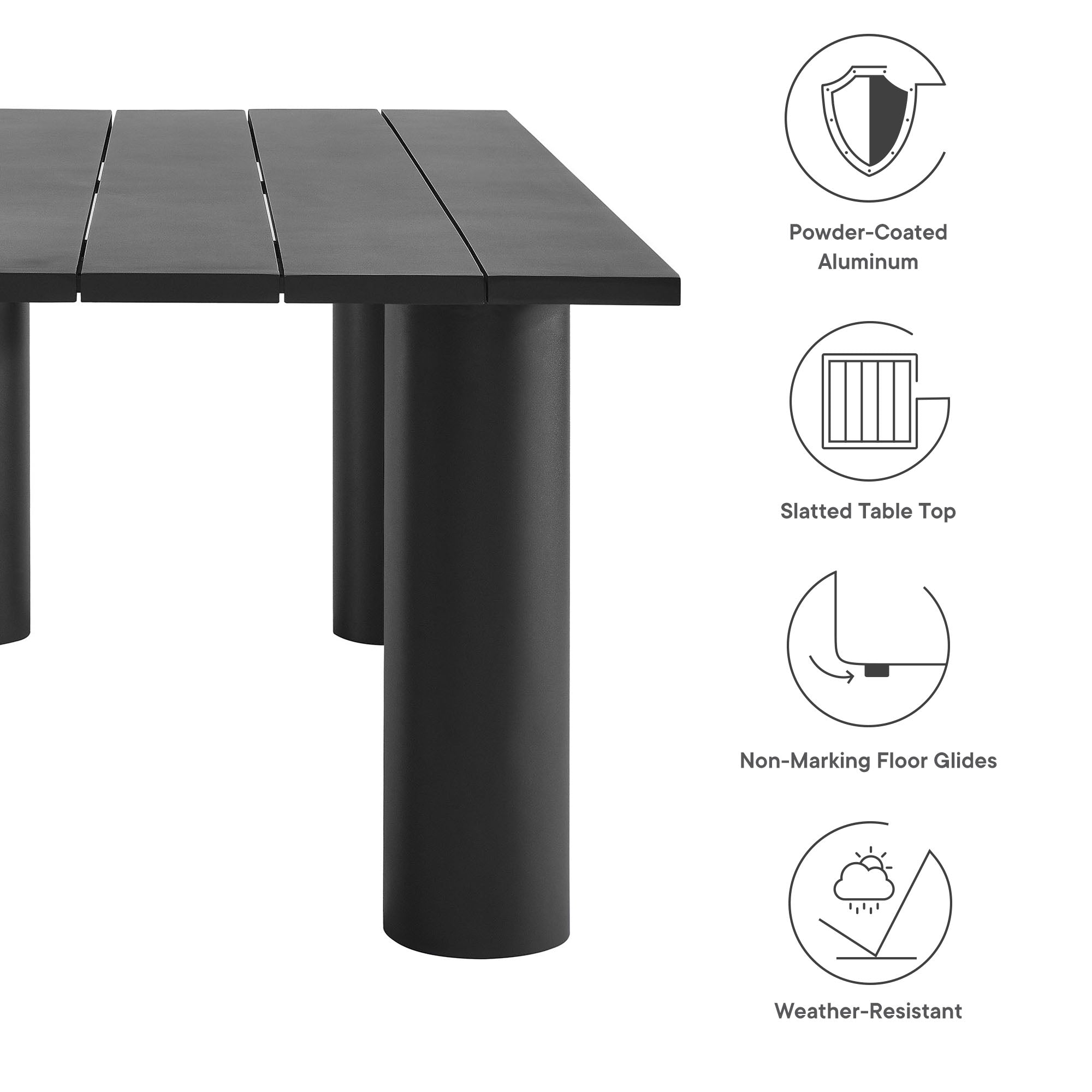 Naveen Outdoor 87 Inch Rectangular Aluminum Dining Table