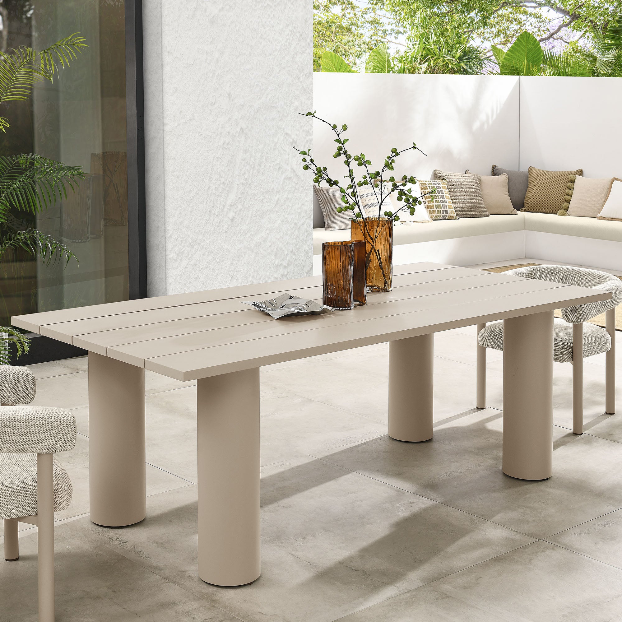 Naveen Outdoor 87 Inch Rectangular Aluminum Dining Table