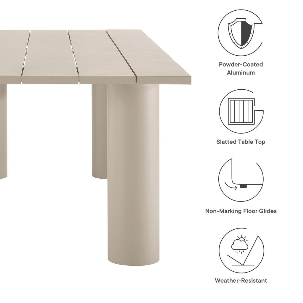Naveen Outdoor 87 Inch Rectangular Aluminum Dining Table