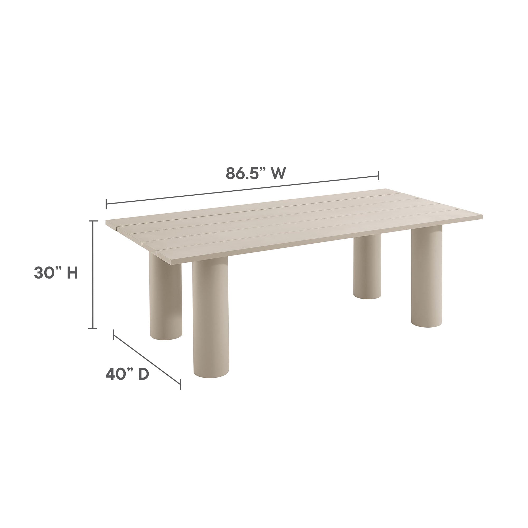 Naveen Outdoor 87 Inch Rectangular Aluminum Dining Table