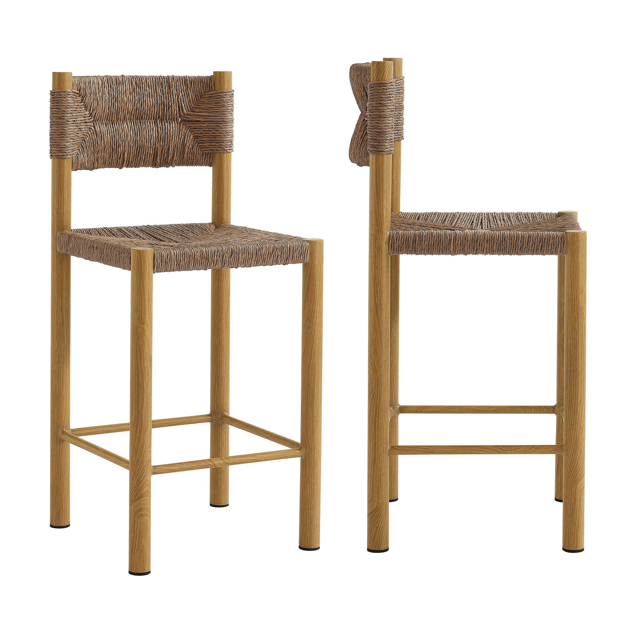 Cortland Outdoor Rattan and Aluminum Counter Stools Set of 2