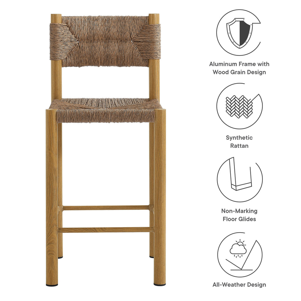 Cortland Outdoor Rattan and Aluminum Counter Stools Set of 2