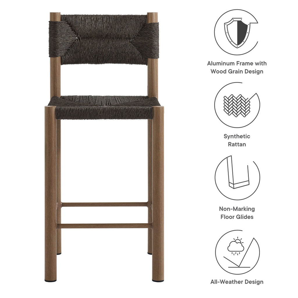 Cortland Outdoor Rattan and Aluminum Counter Stools Set of 2