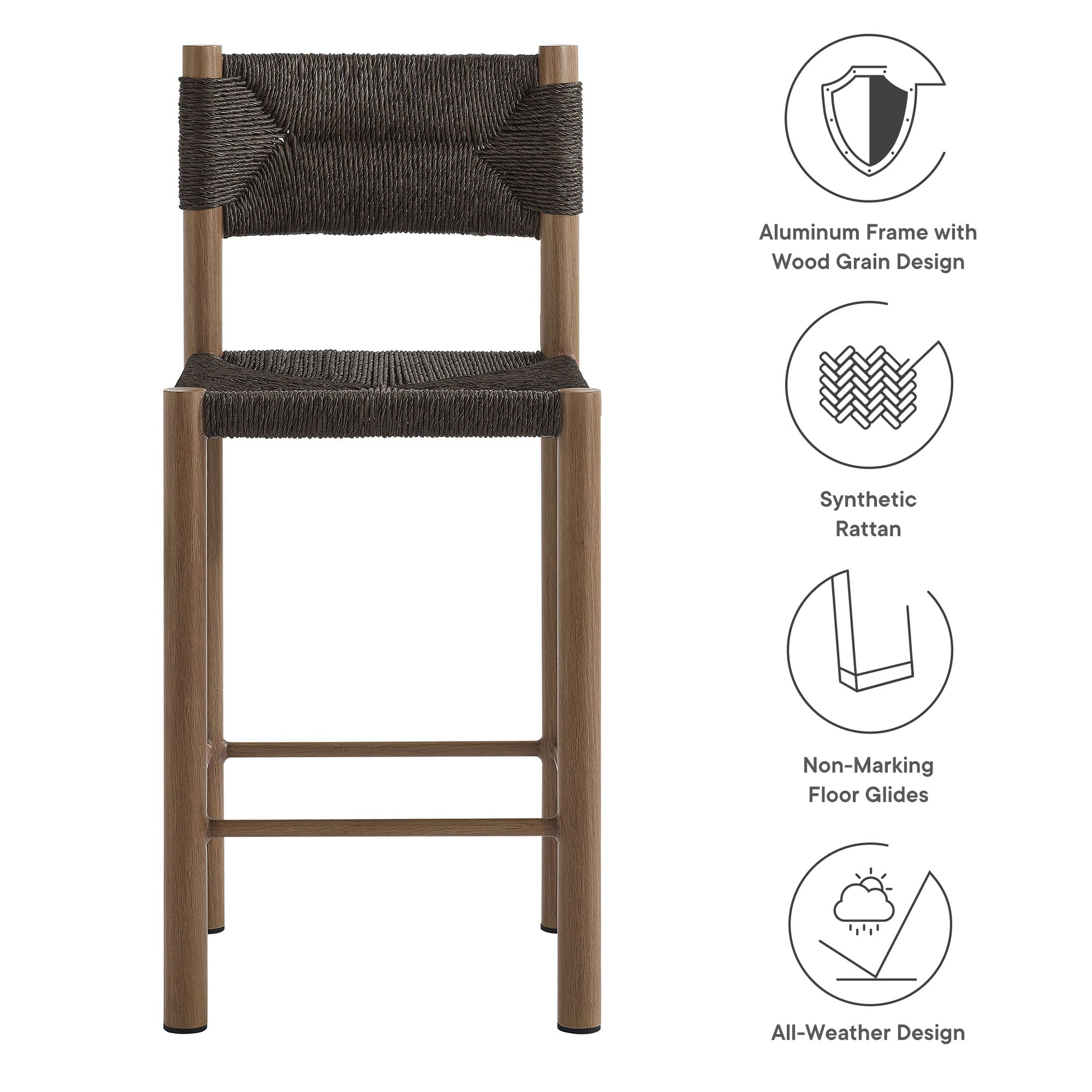 Cortland Outdoor Rattan and Aluminum Counter Stools Set of 2