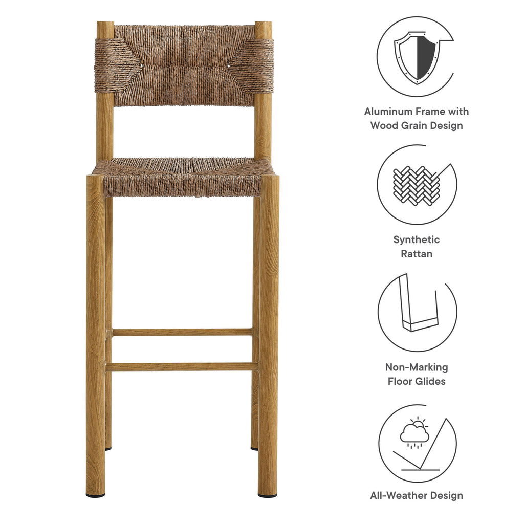 Cortland Outdoor Rattan and Aluminum Bar Stools Set of 2