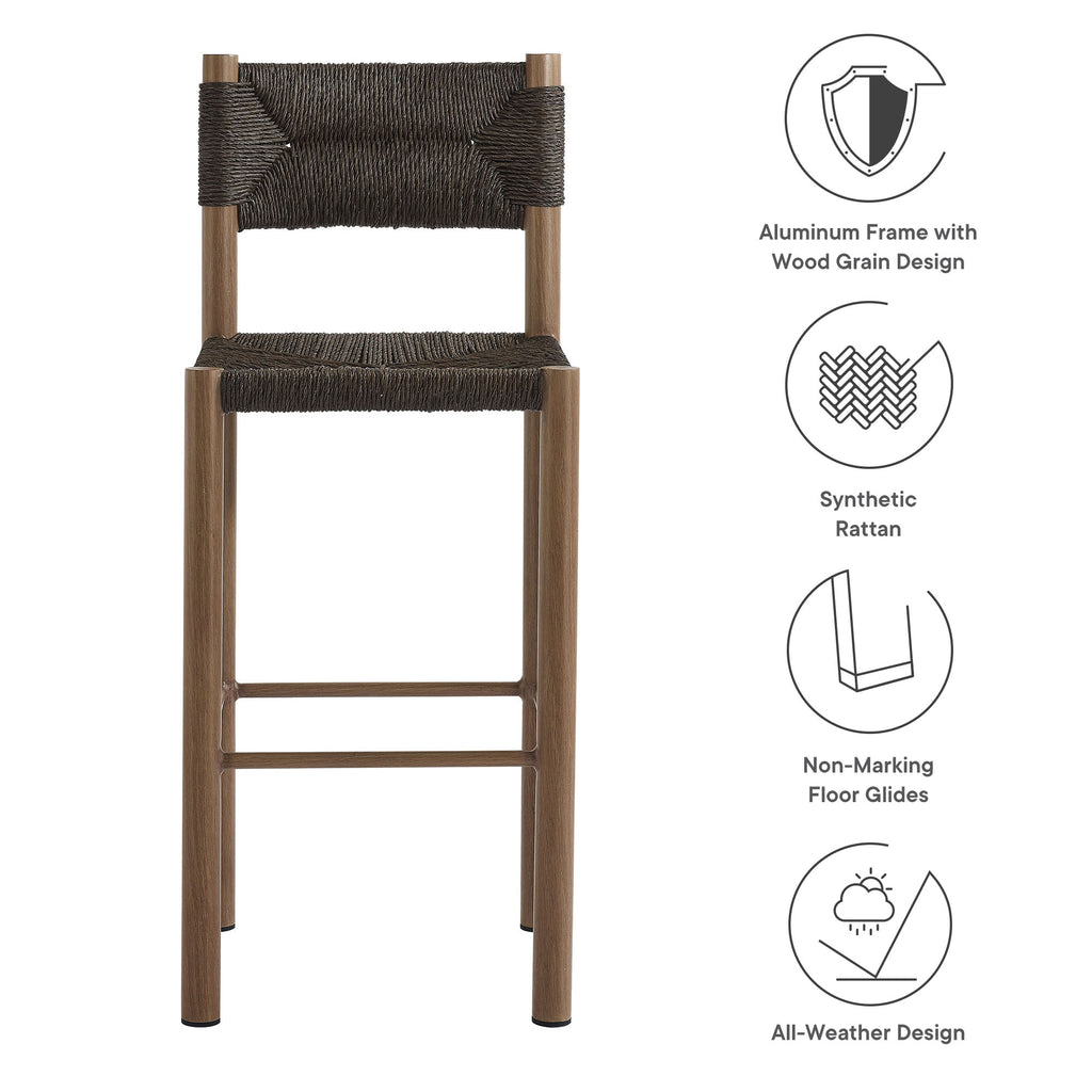 Cortland Outdoor Rattan and Aluminum Bar Stools Set of 2