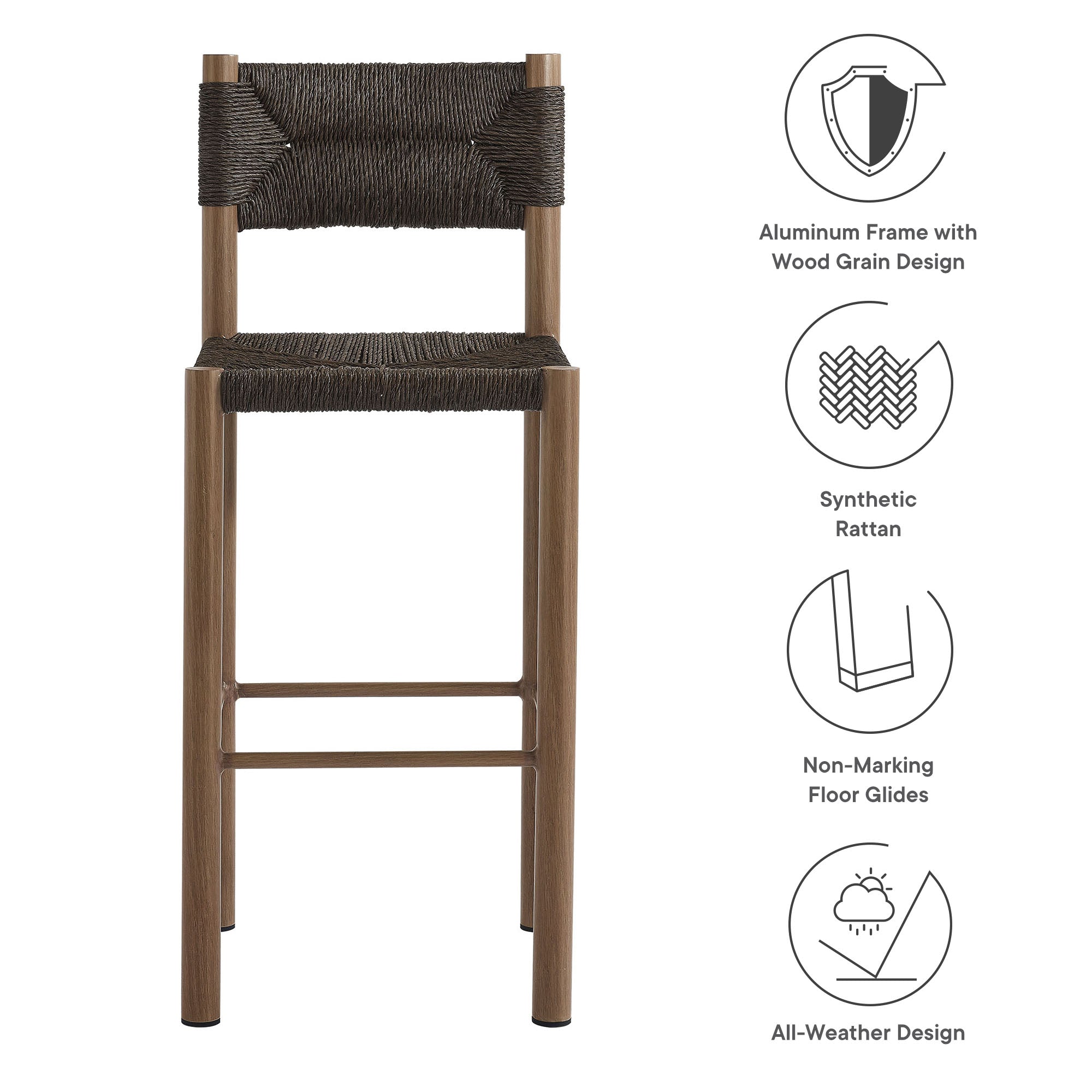 Cortland Outdoor Rattan and Aluminum Bar Stools Set of 2