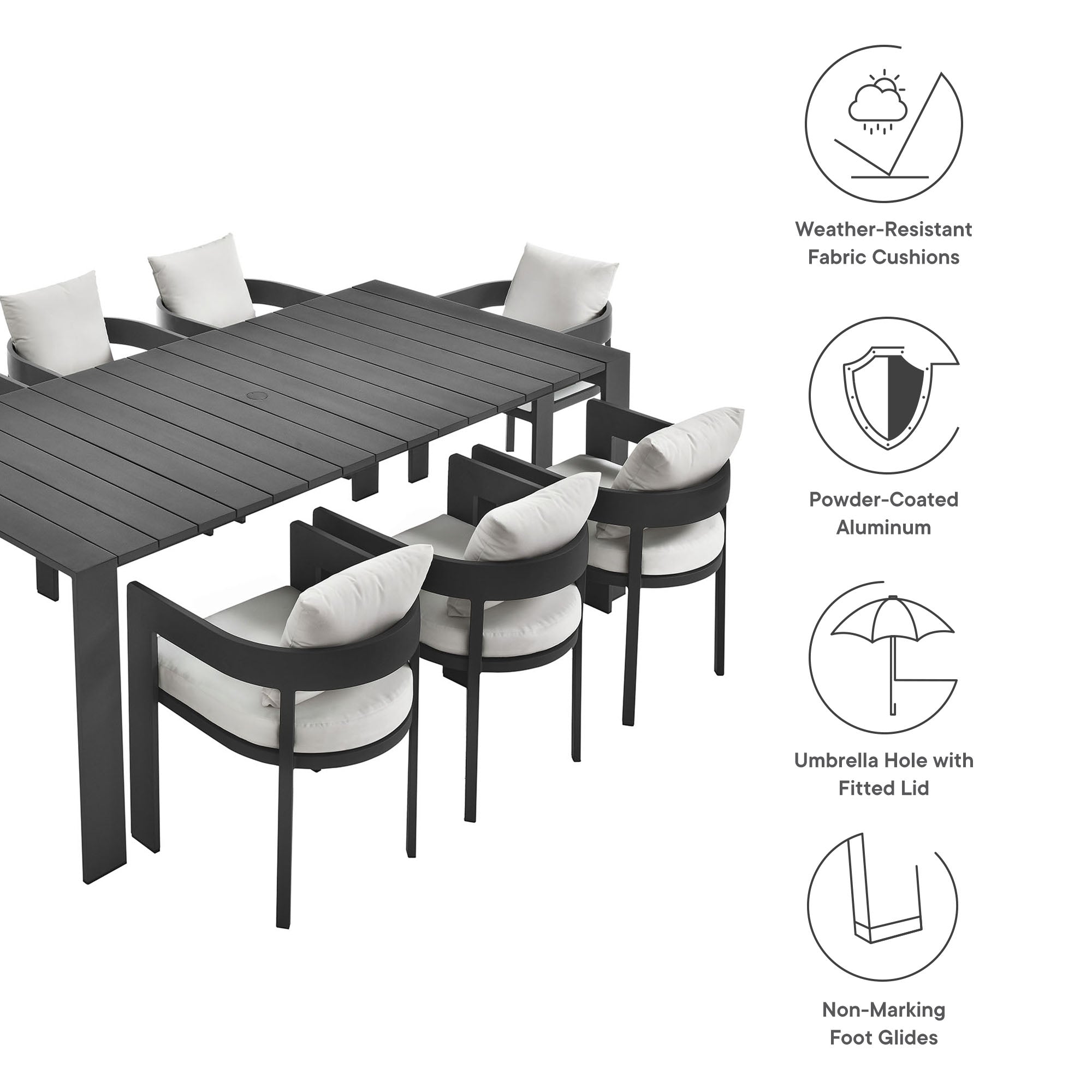 Tulsa 9 Piece Aluminum Dining Set