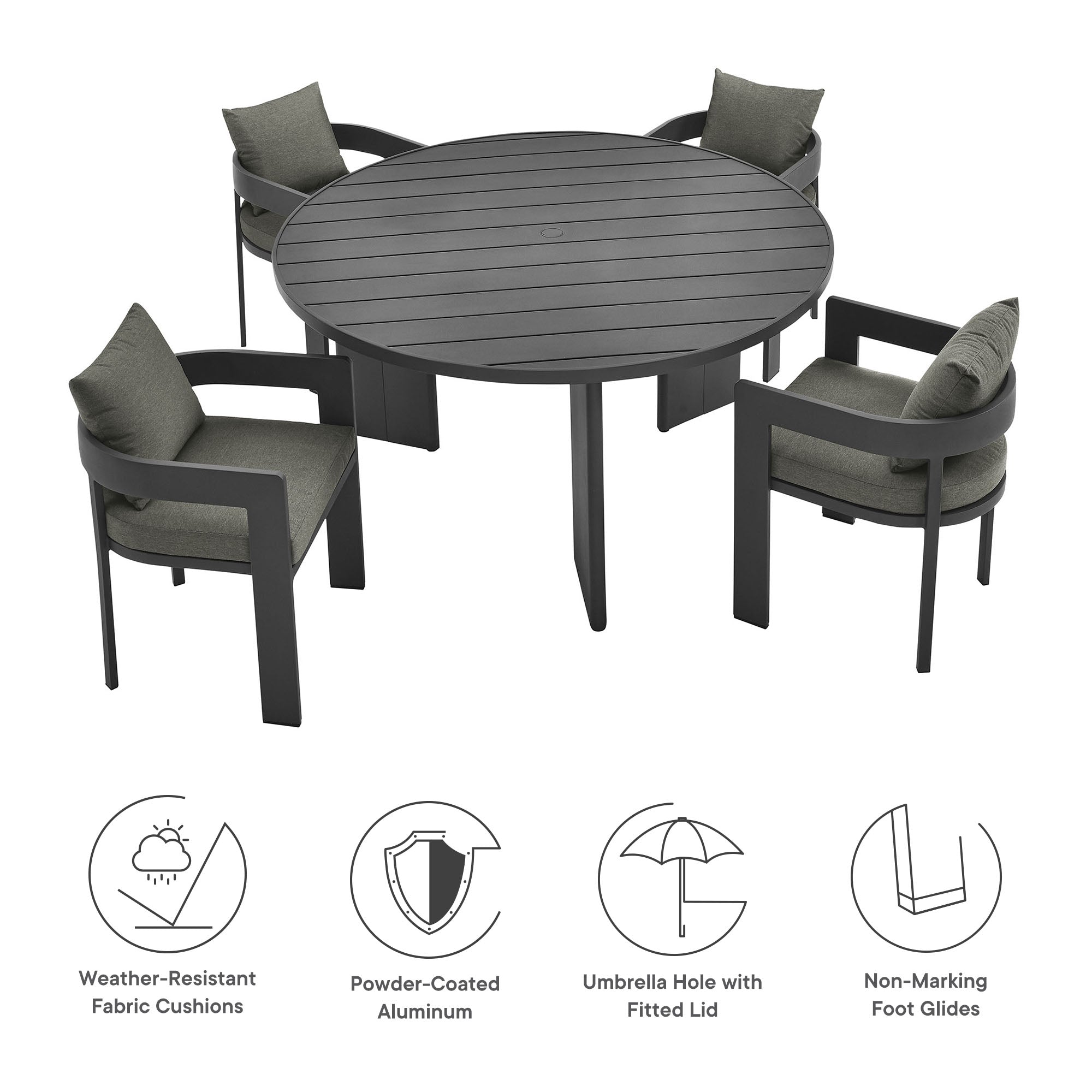 Tulsa 5 Piece Aluminum Dining Set