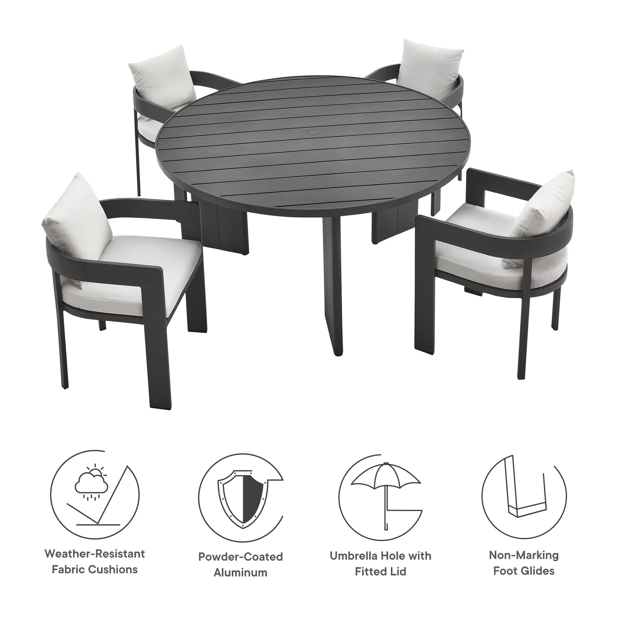 Tulsa 5 Piece Aluminum Dining Set