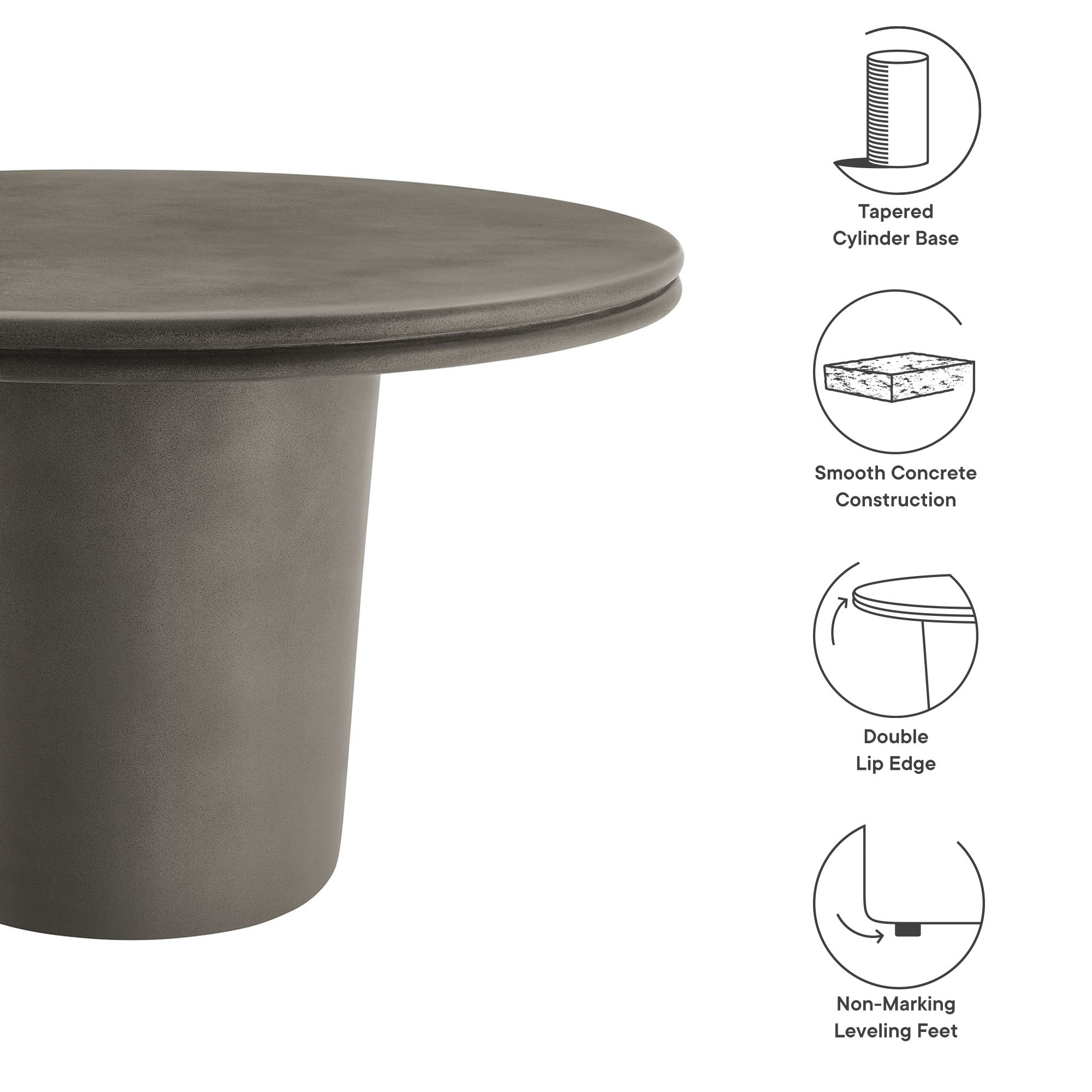 Bryson 48 Inch Outdoor Concrete Round Dining Table