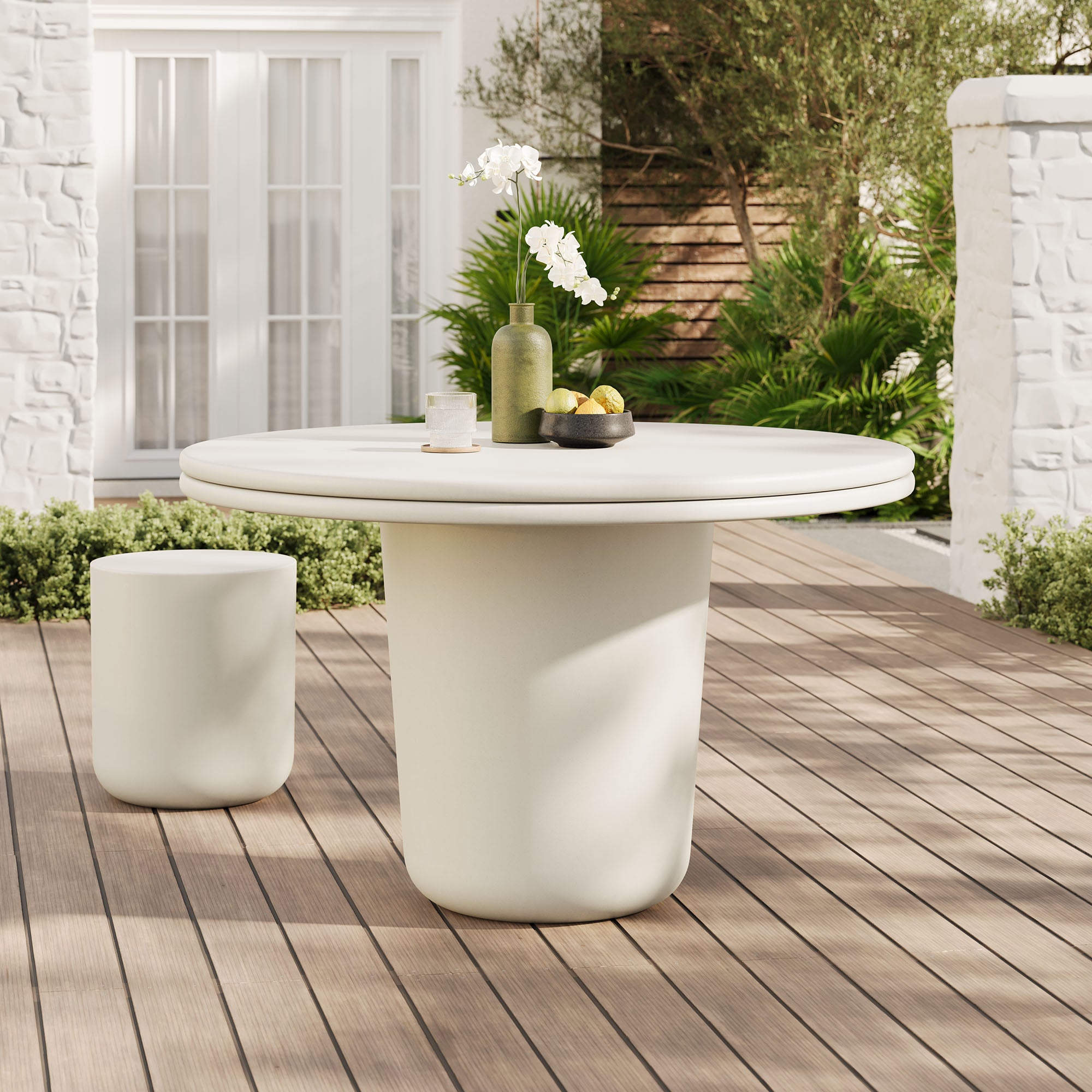 Bryson 48 Inch Outdoor Concrete Round Dining Table