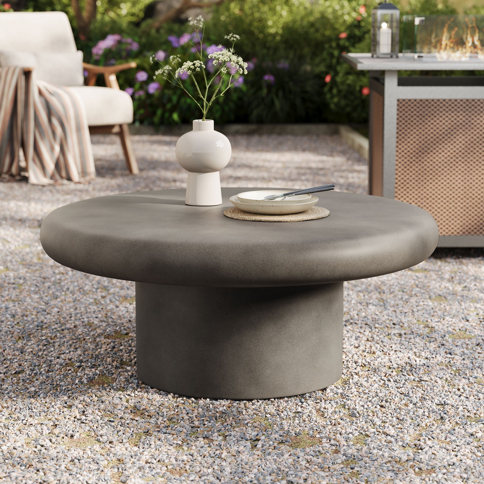 Ergos Outdoor Concrete Round Coffee Table