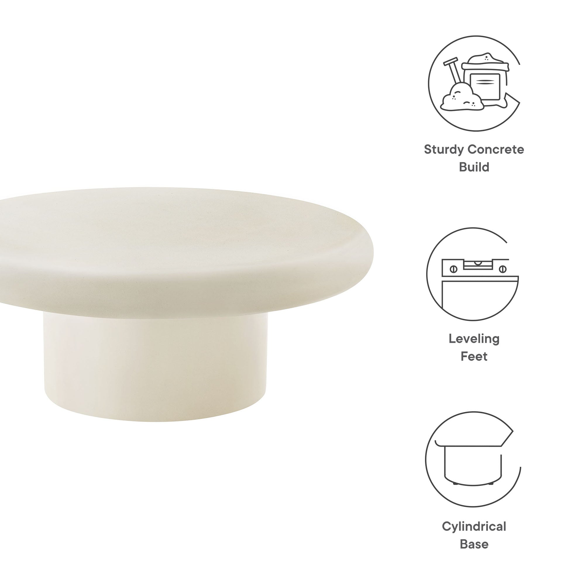 Ergos Outdoor Concrete Round Coffee Table