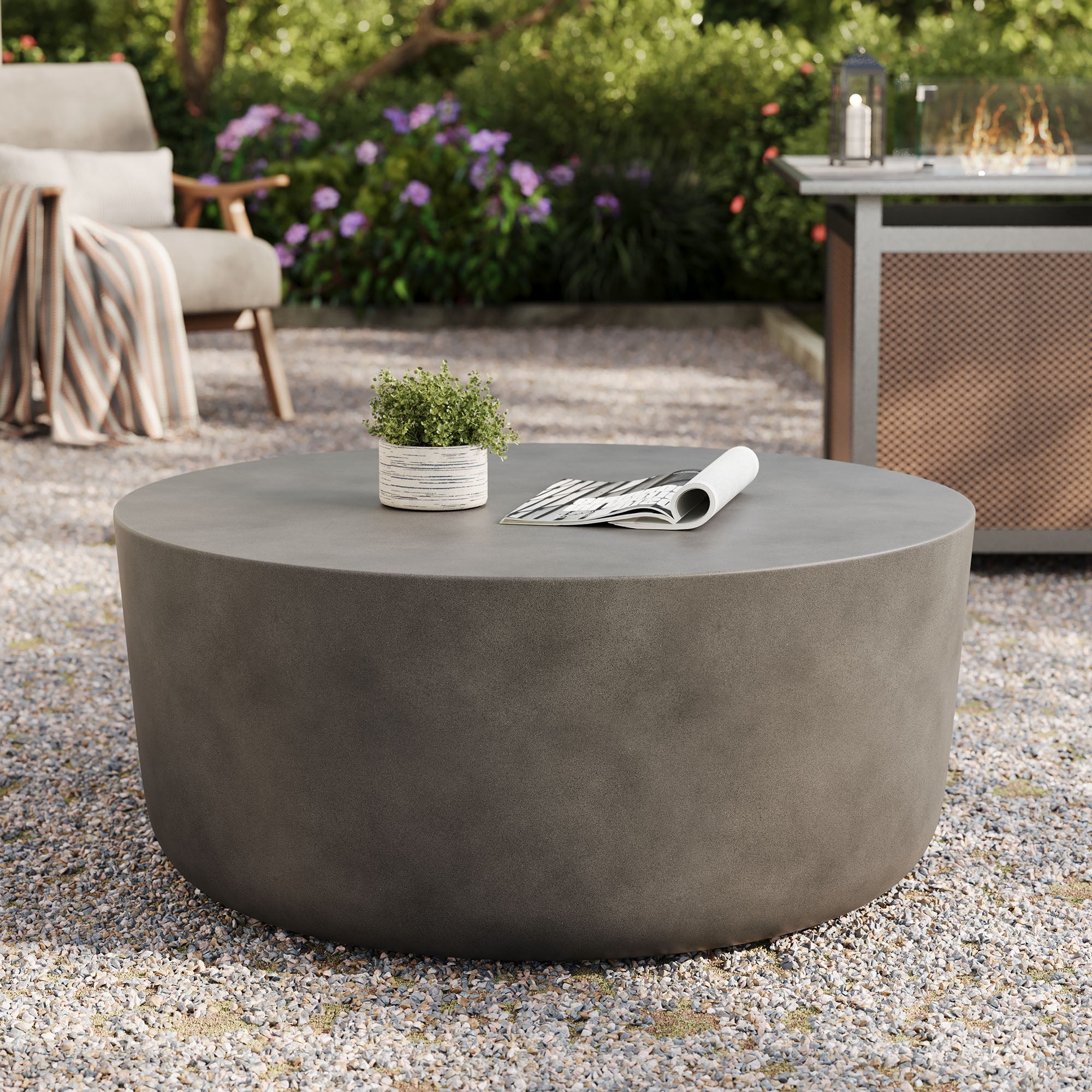 Bryson Round Outdoor Concrete Coffee Table