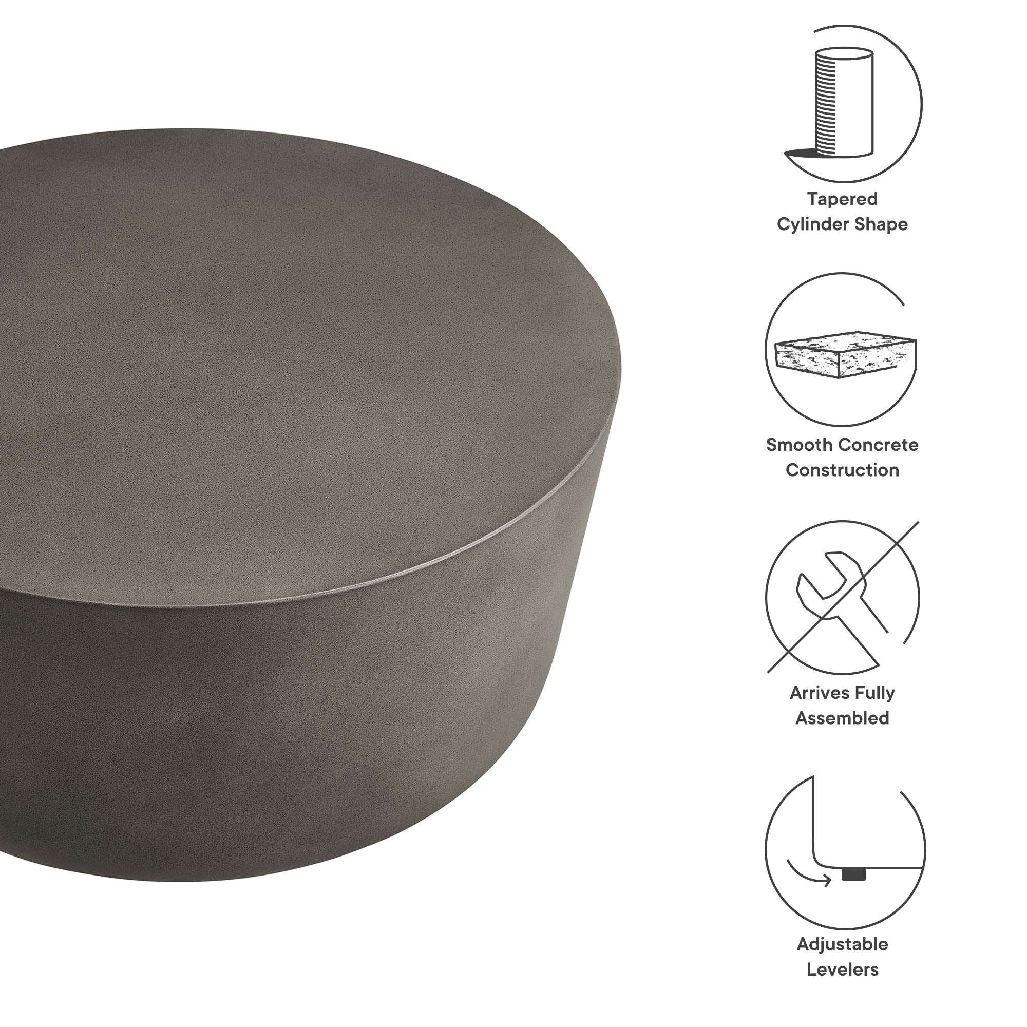 Bryson Round Outdoor Concrete Coffee Table