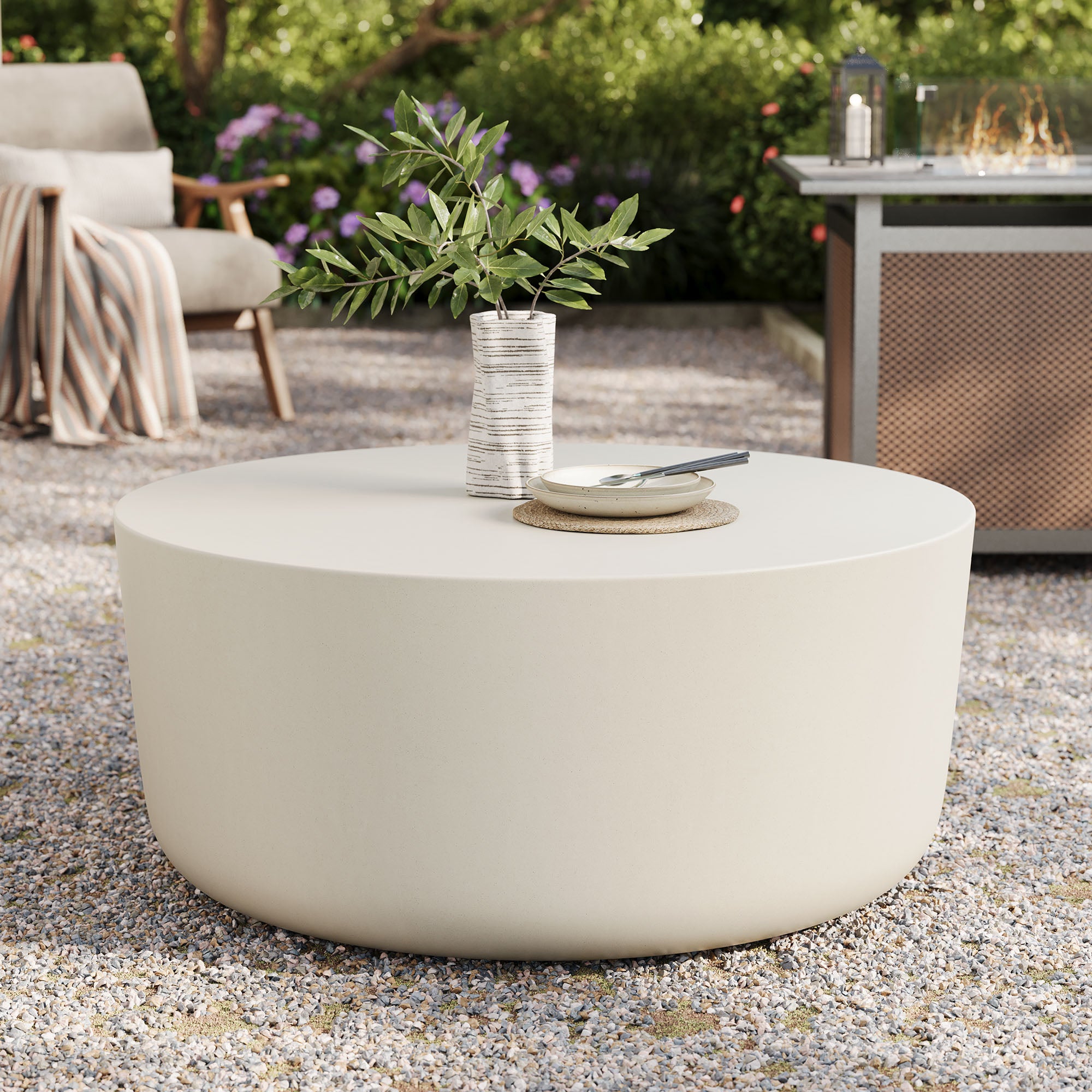 Bryson Round Outdoor Concrete Coffee Table
