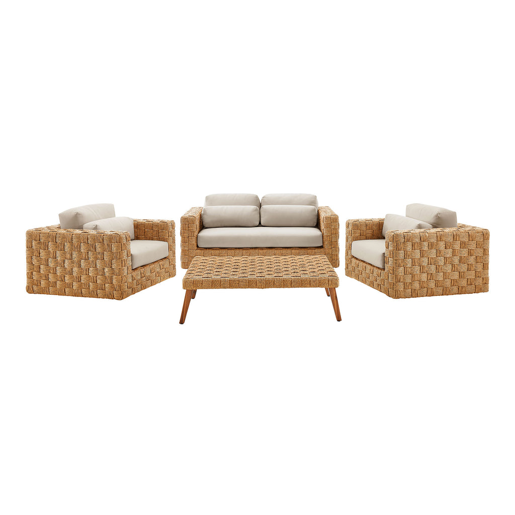 Steffan 4 Piece Outdoor Wicker Rattan Set