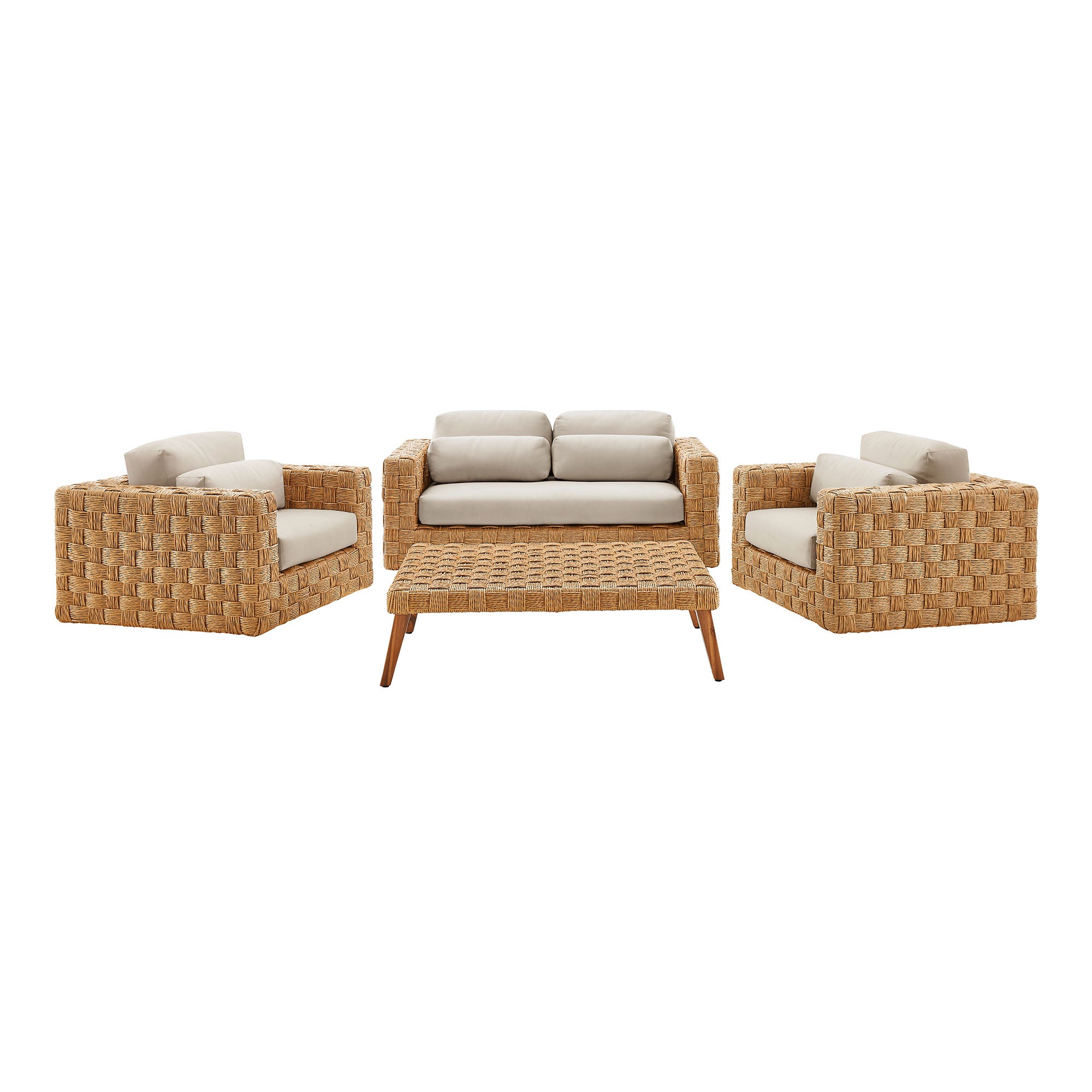 Steffan 4 Piece Outdoor Wicker Rattan Set