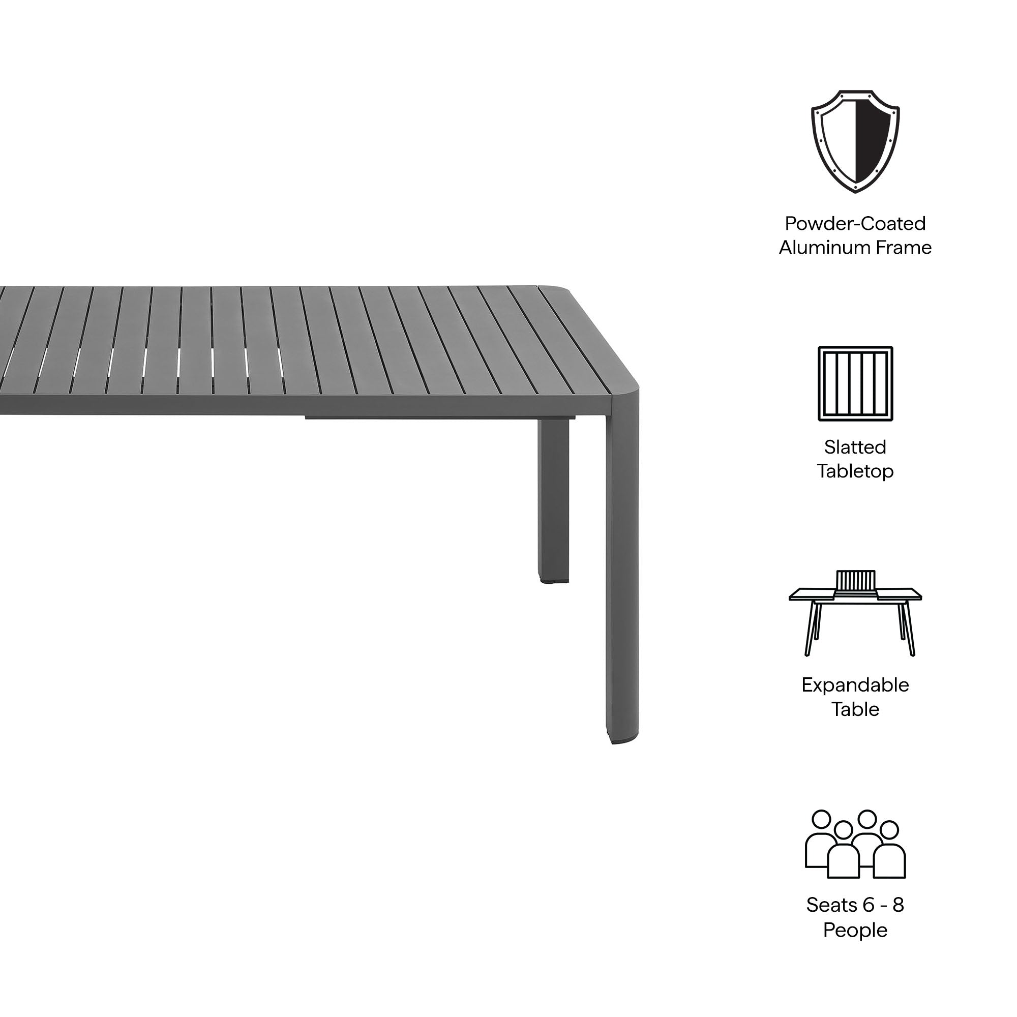Tulsa Outdoor Extendable Aluminum Dining Table