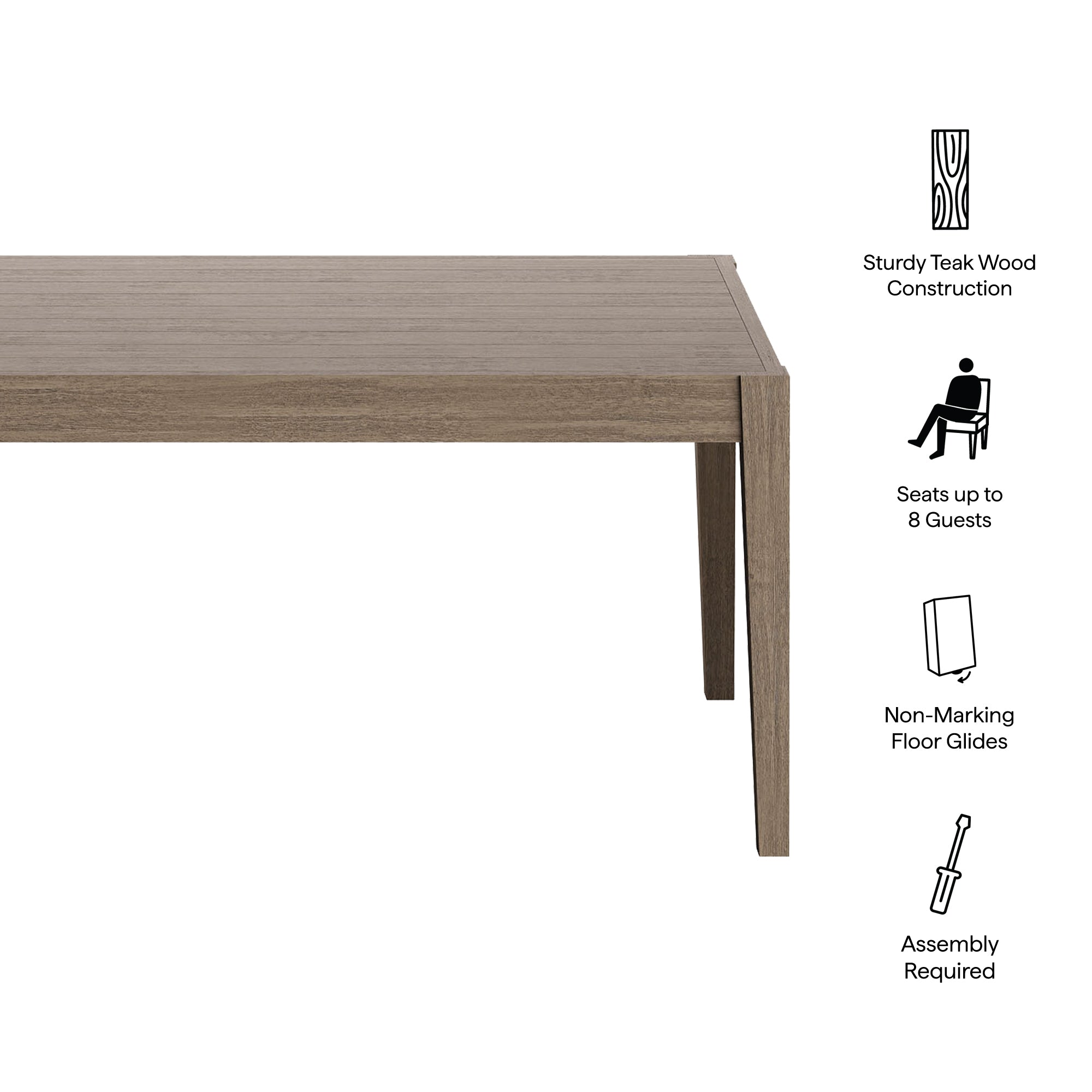 Eastern 83 Inch Rectangular Outdoor Teak Dining Table