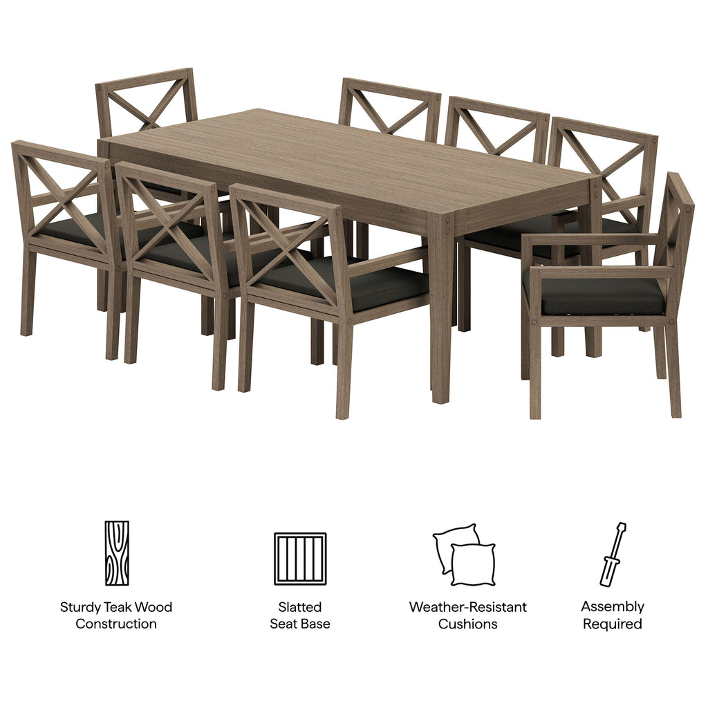 Eastern 9 Piece Teak Wood Dining Set