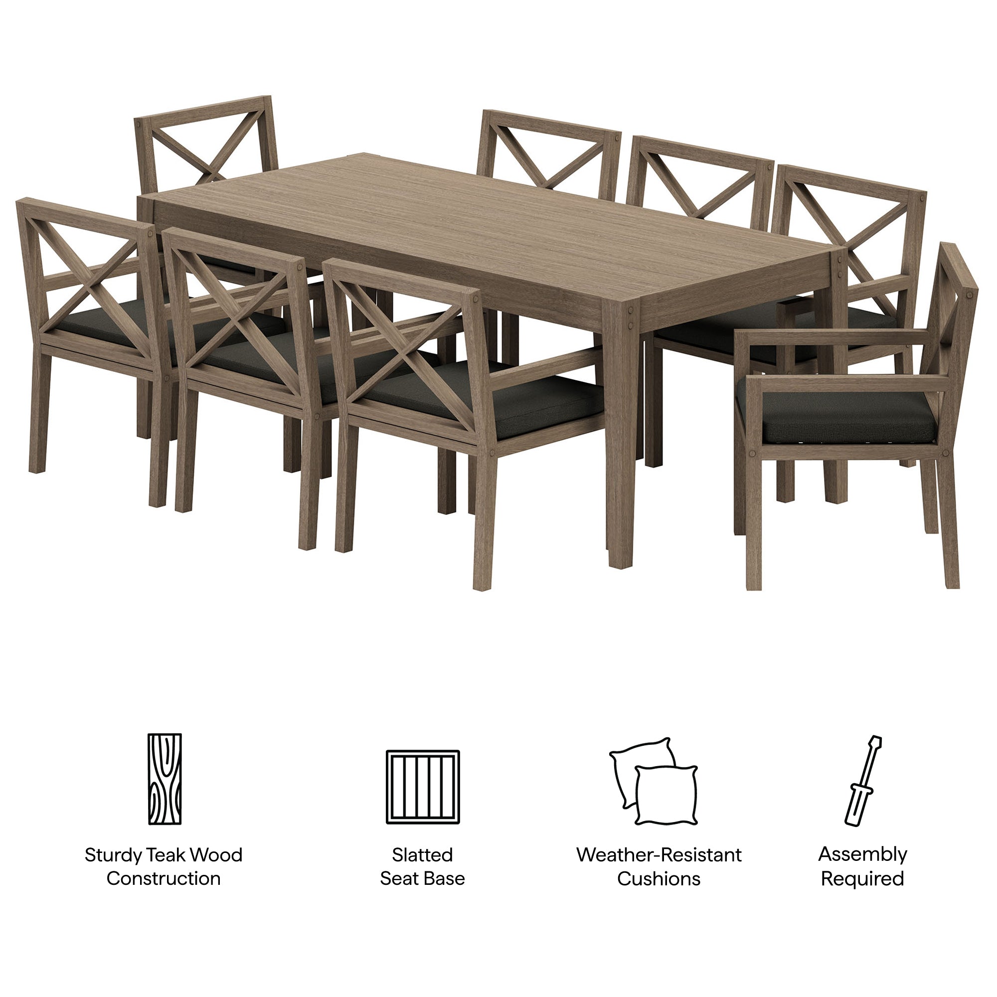 Eastern 9 Piece Teak Wood Dining Set