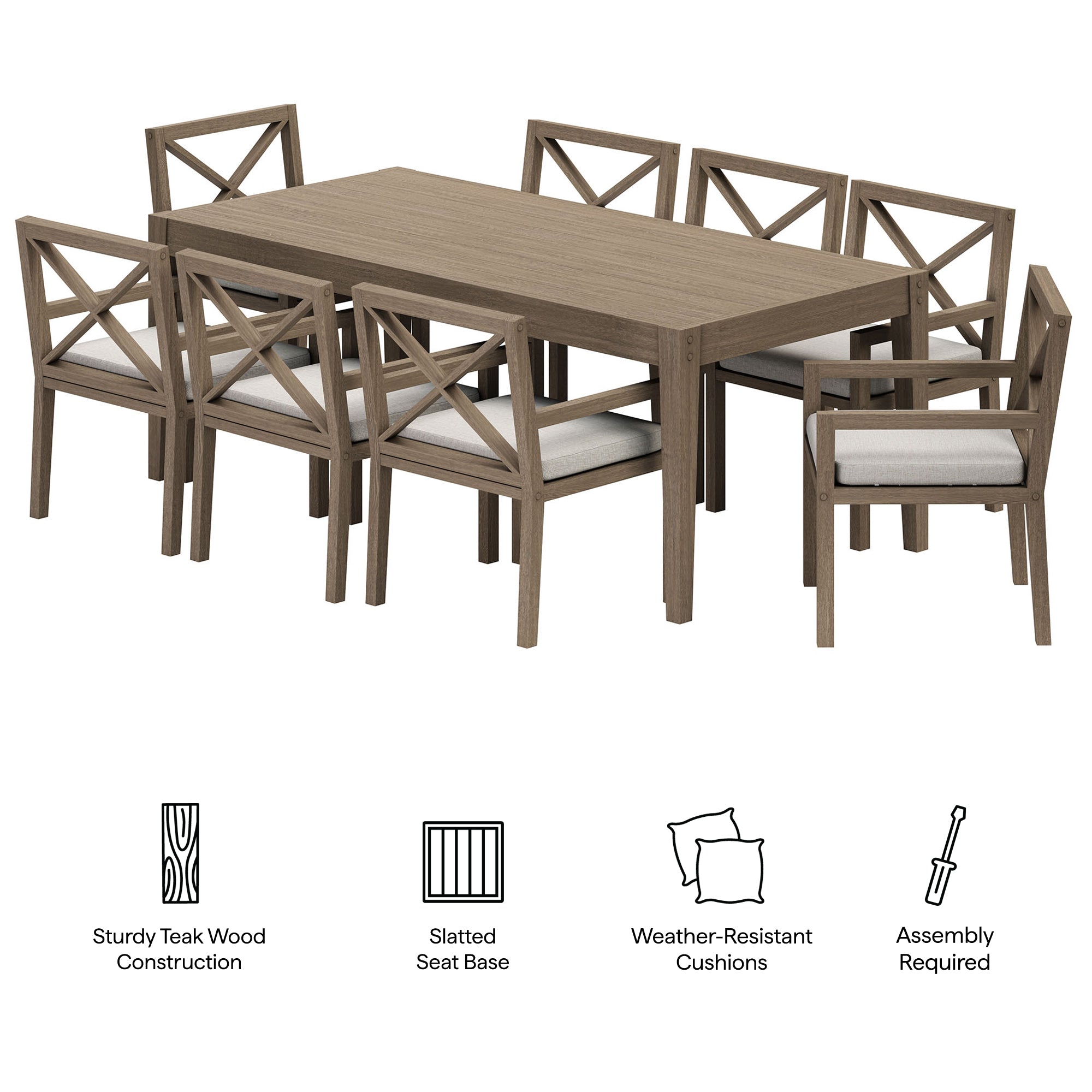 Eastern 9 Piece Teak Wood Dining Set