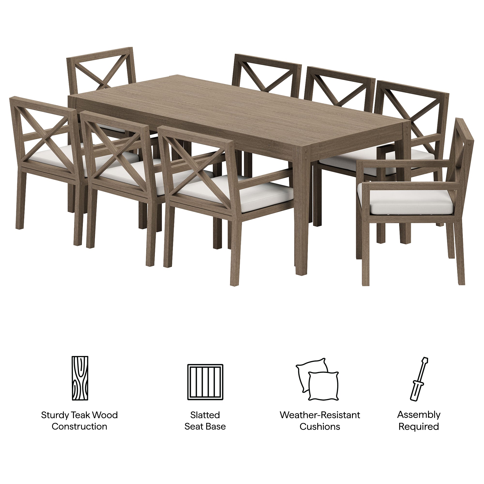 Eastern 9 Piece Teak Wood Dining Set