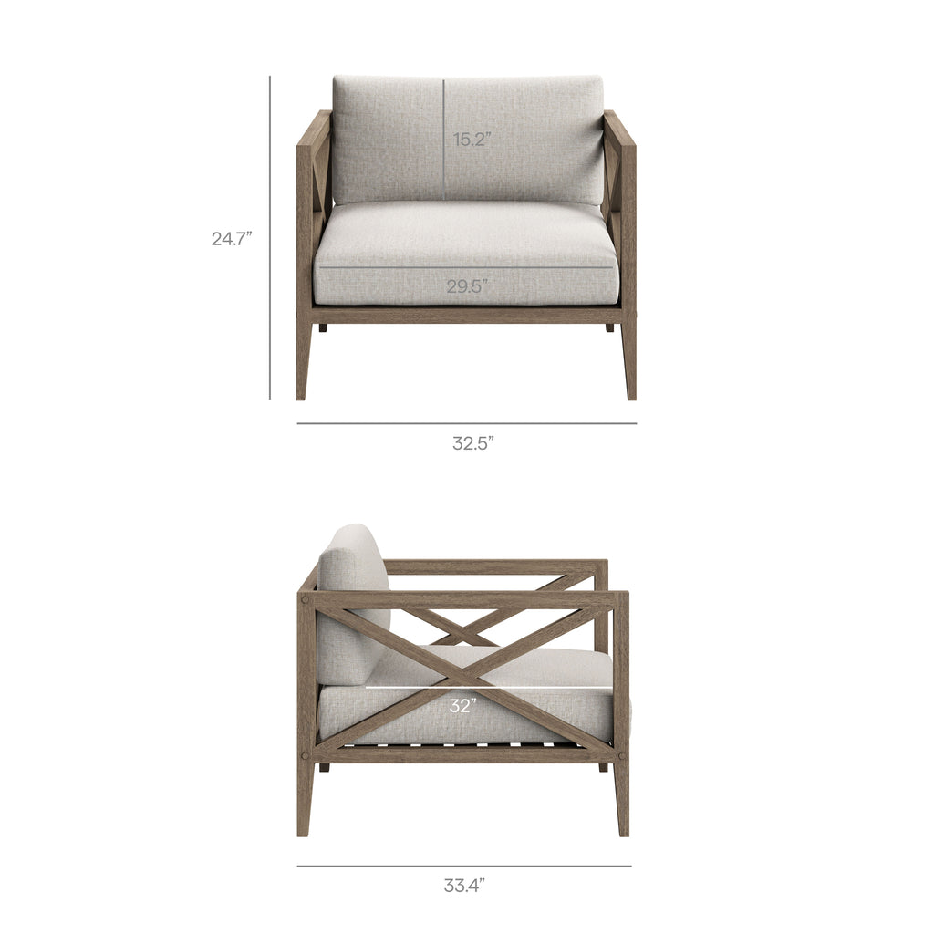 Eastern 3 Piece Outdoor Teak Set with 2 Armchairs and Side Table