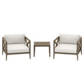 Eastern 3 Piece Outdoor Teak Set with 2 Armchairs and Side Table