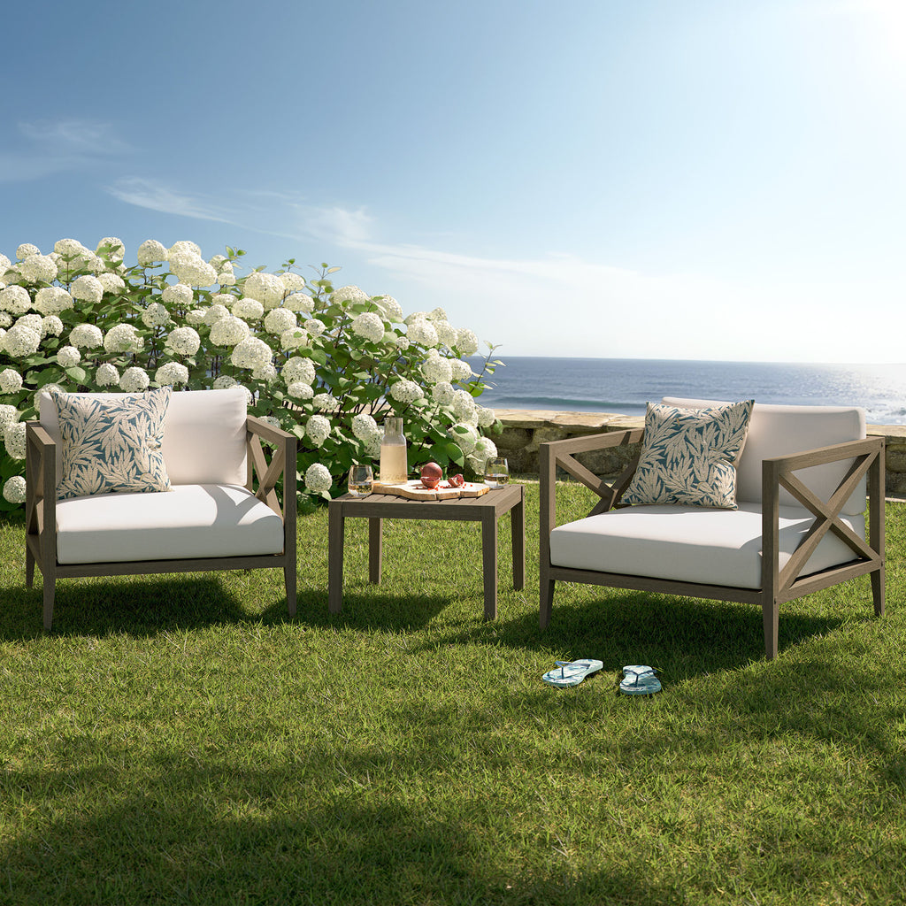 Eastern 3 Piece Outdoor Teak Set with 2 Armchairs and Side Table