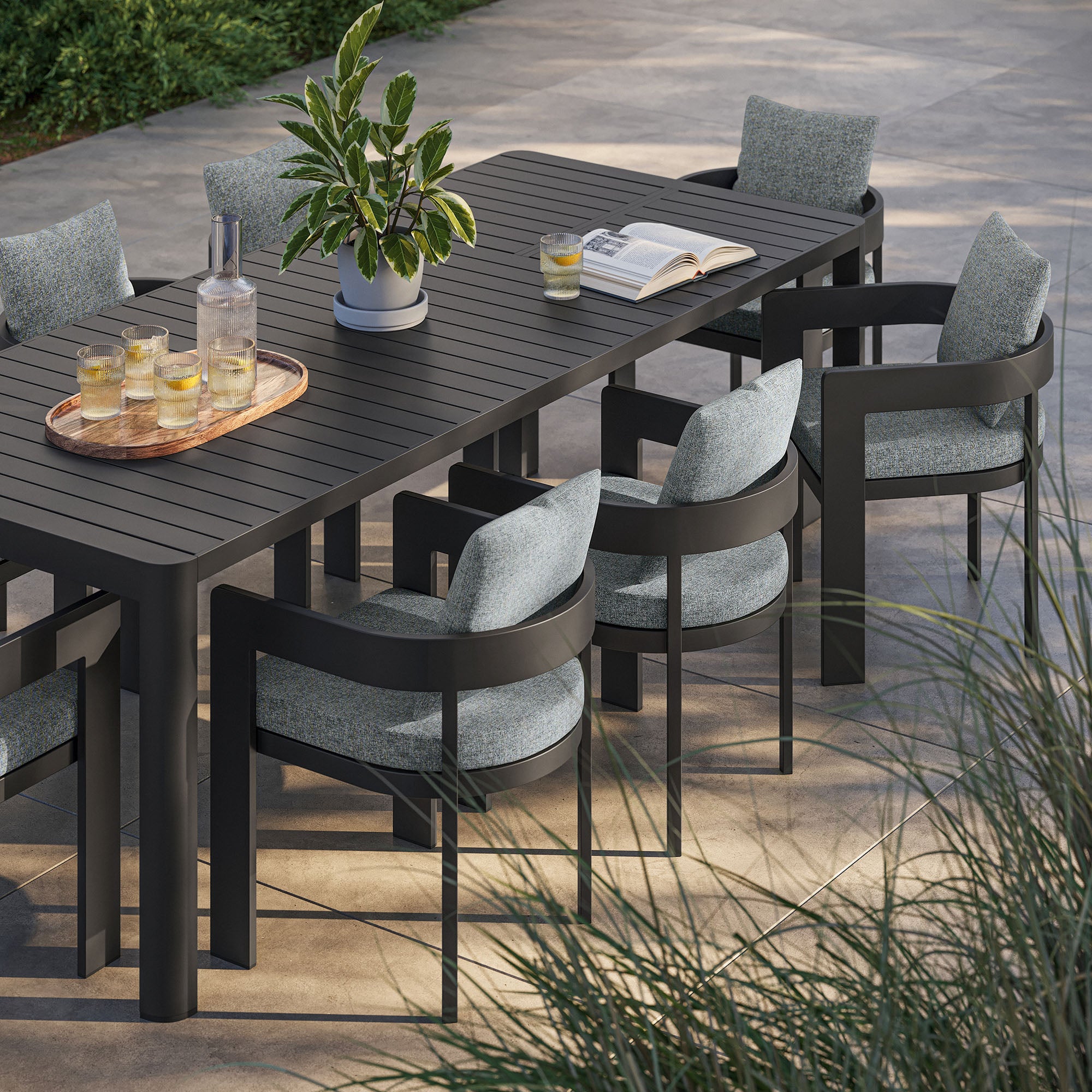 Tulsa 9 Piece Aluminum Dining Set with Extendable Table