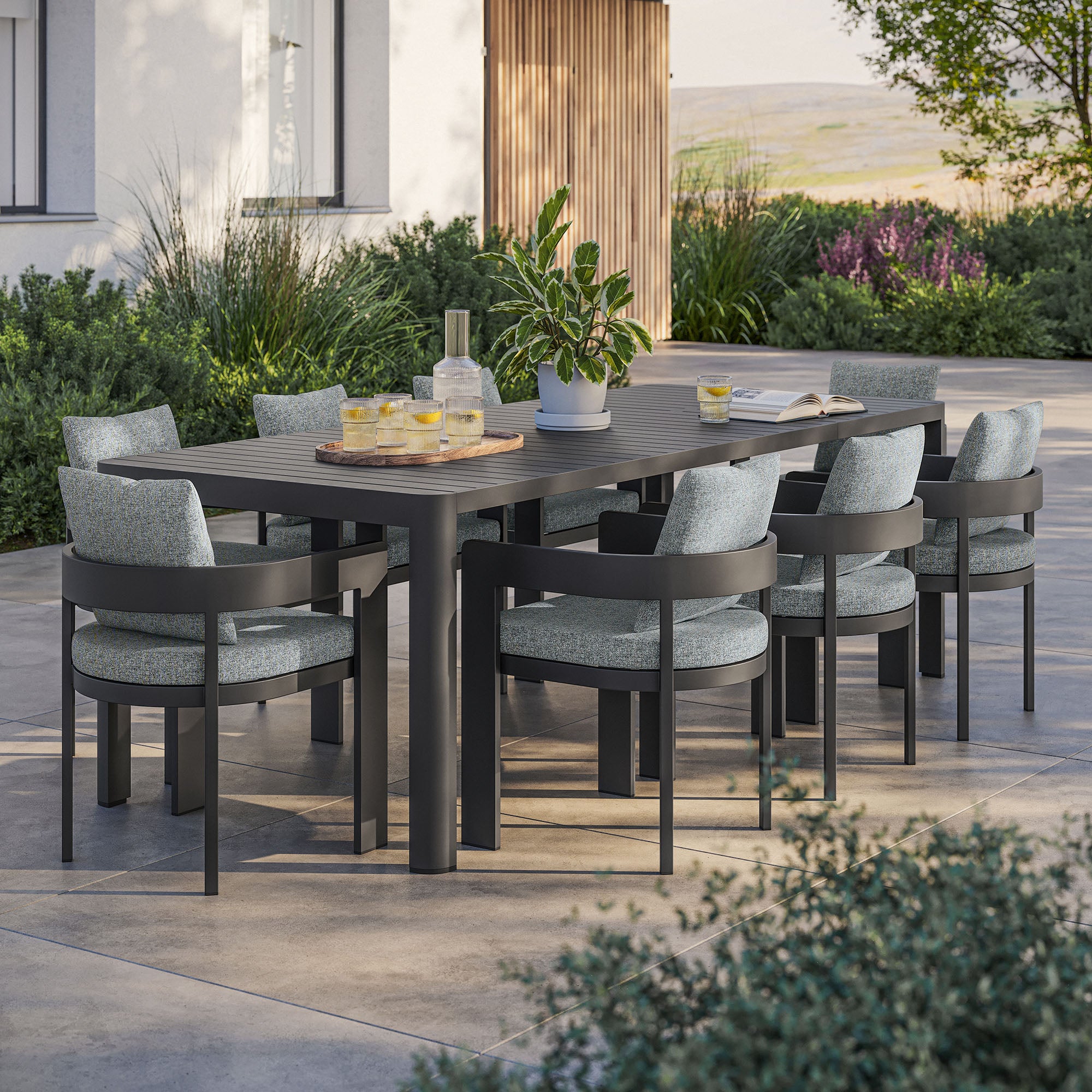 Tulsa 9 Piece Aluminum Dining Set with Extendable Table
