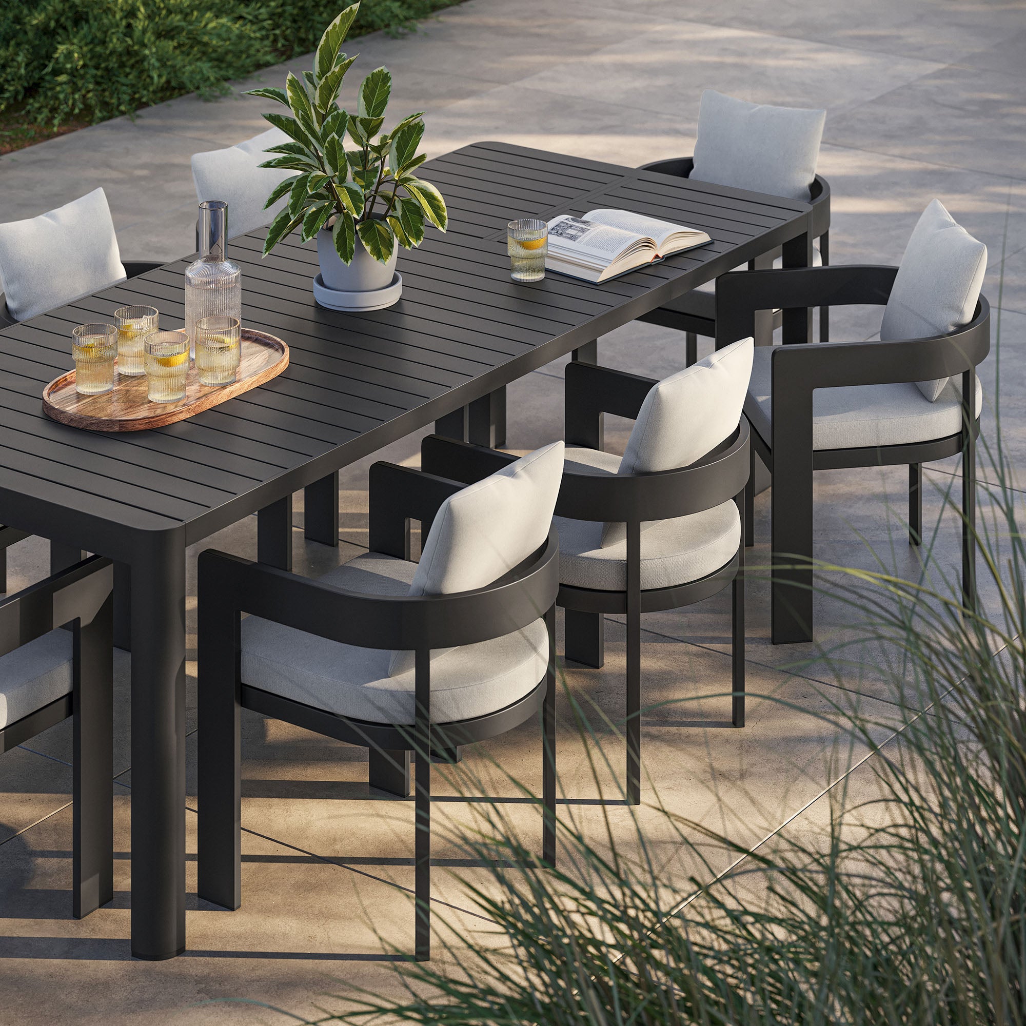 Tulsa 9 Piece Aluminum Dining Set with Extendable Table