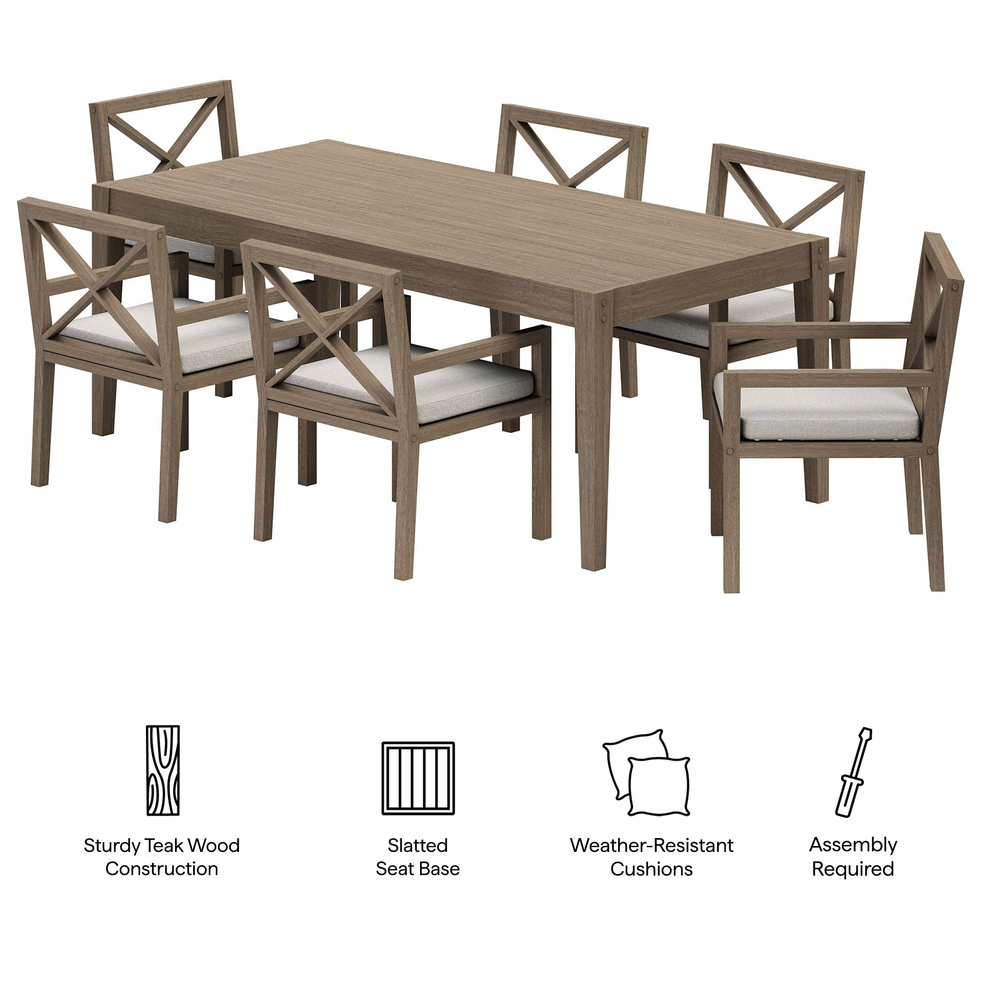Eastern 7 Piece Outdoor Teak Dining Set