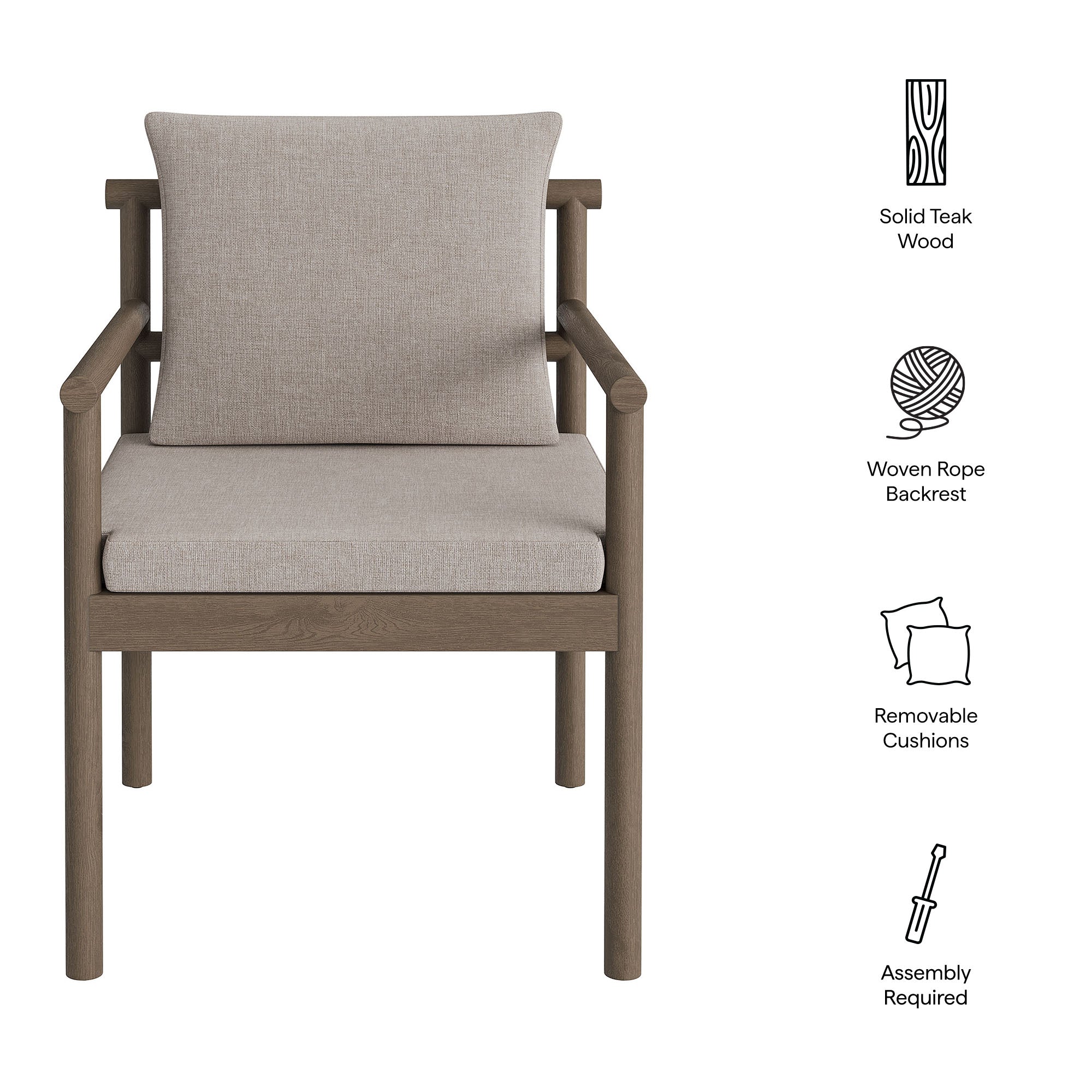 Melany Outdoor Teak Rope Dining Chair
