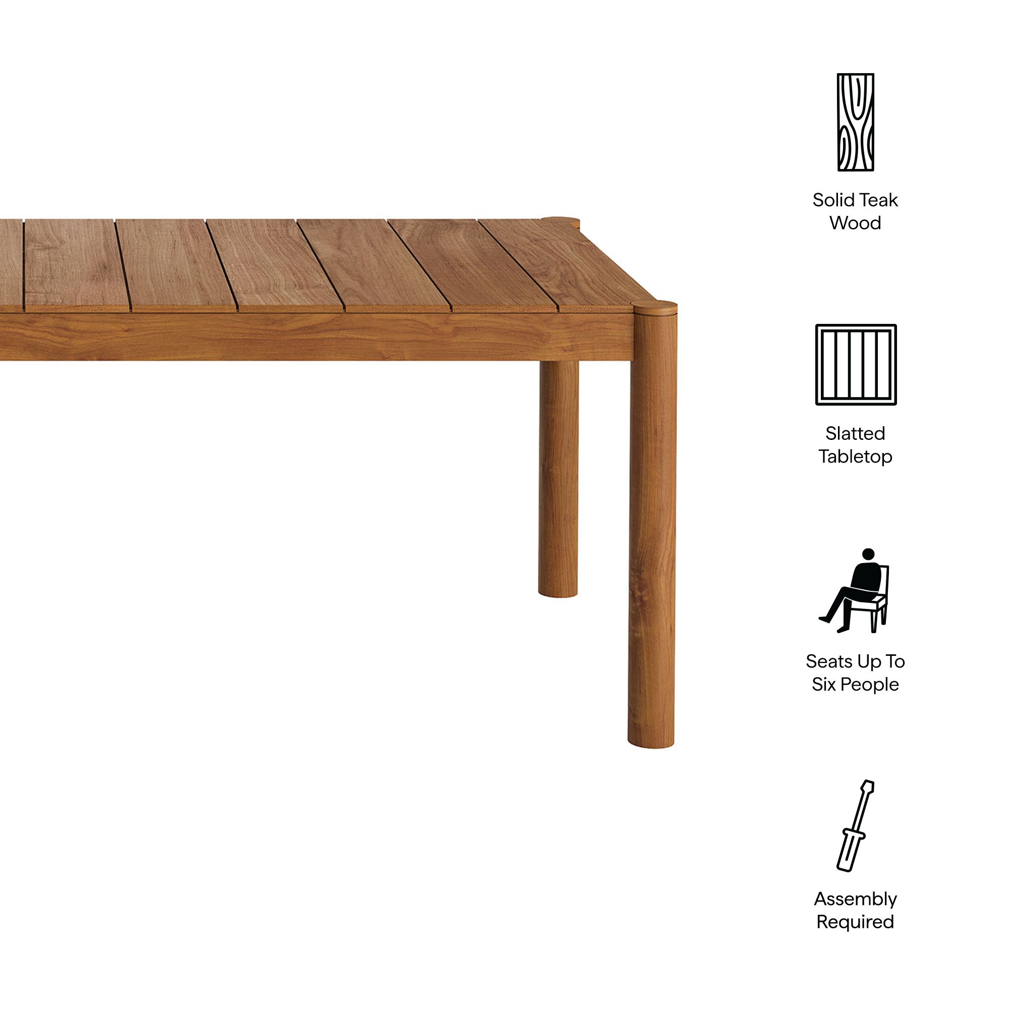Eli 89 Inch Outdoor Teak Wood Dining Table