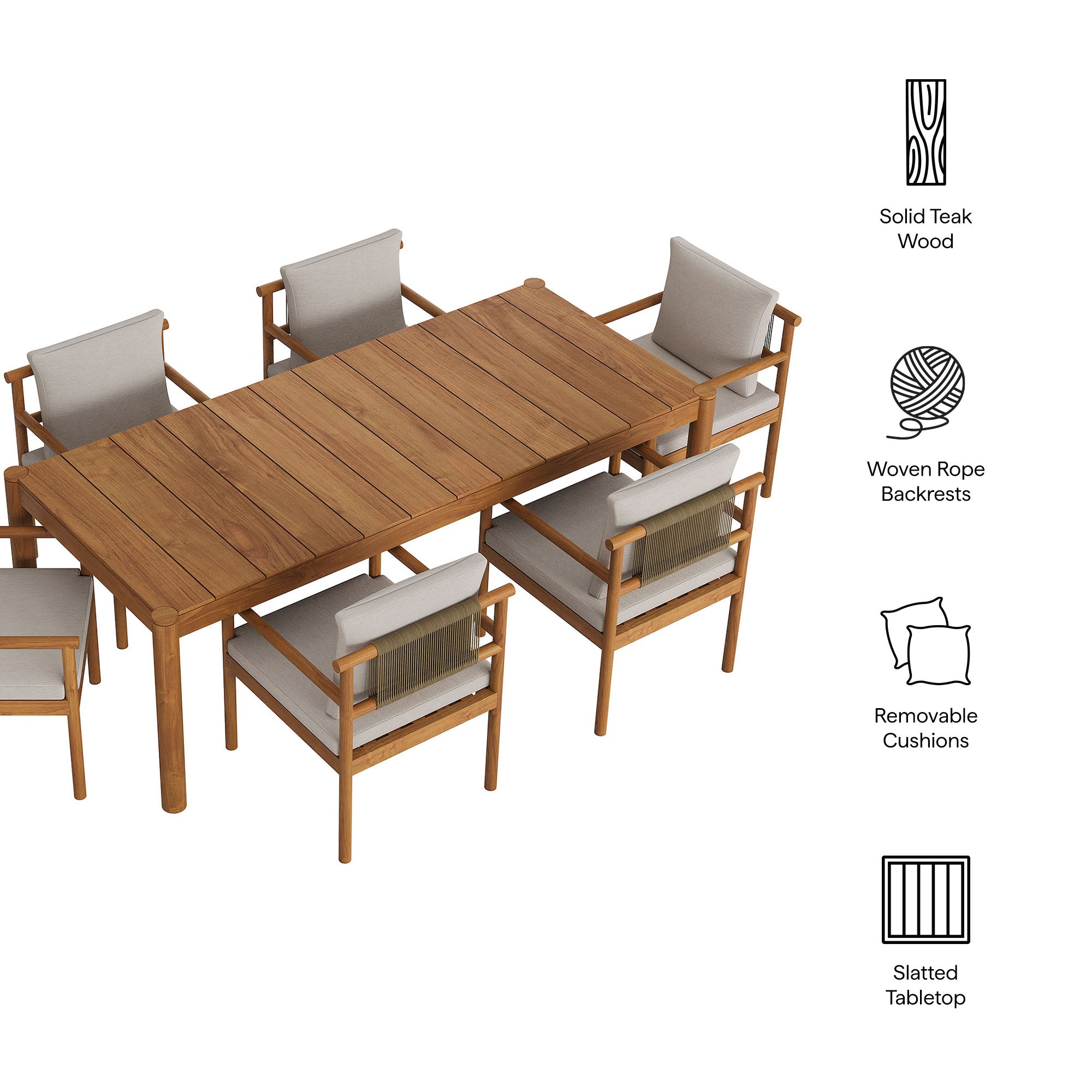 Melany 7 Piece Outdoor Teak Dining Set