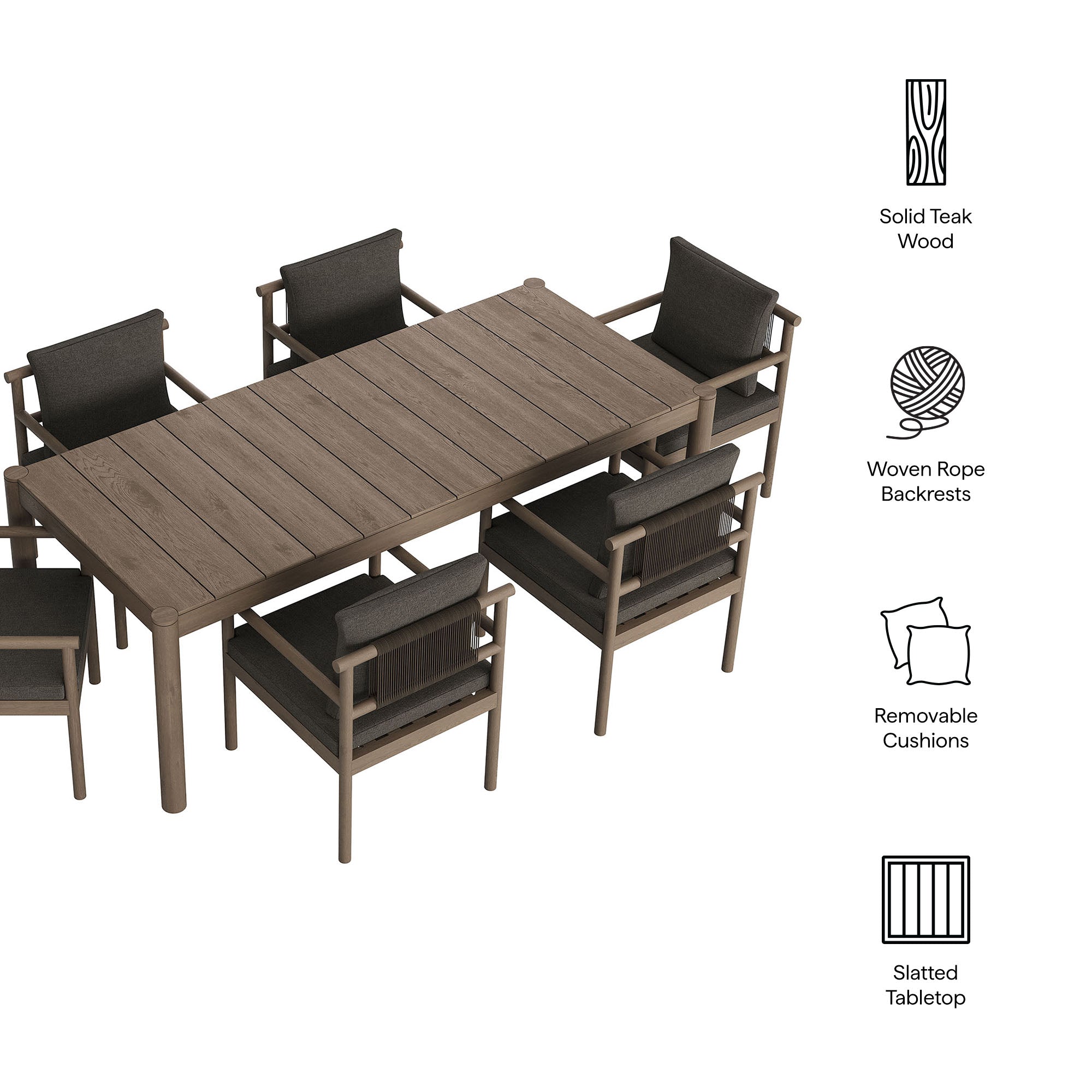 Melany 7 Piece Outdoor Teak Dining Set