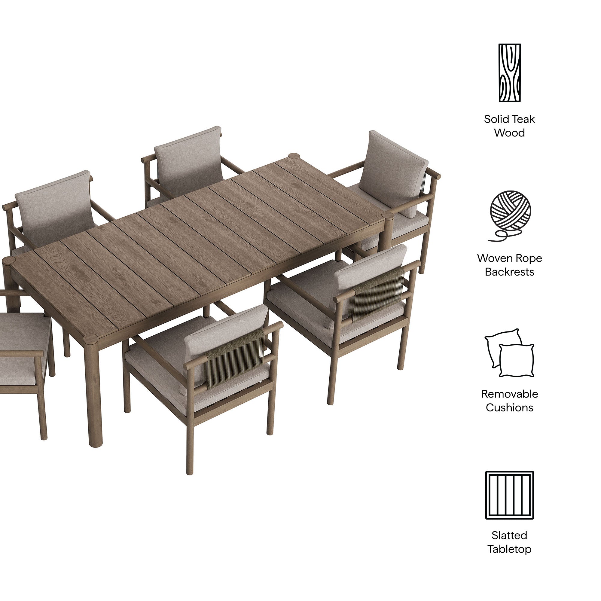 Melany 7 Piece Outdoor Teak Dining Set
