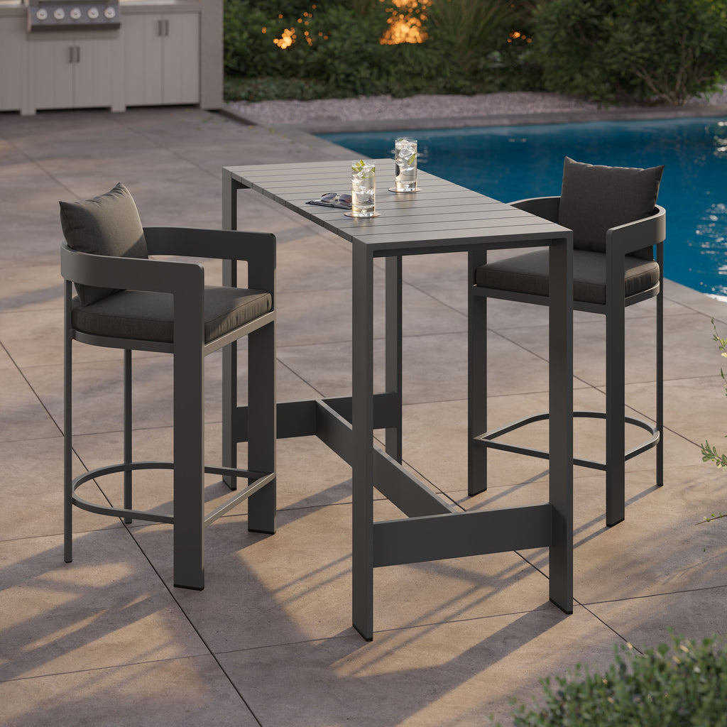 Tulsa 3 Piece Aluminum Bar Table Set