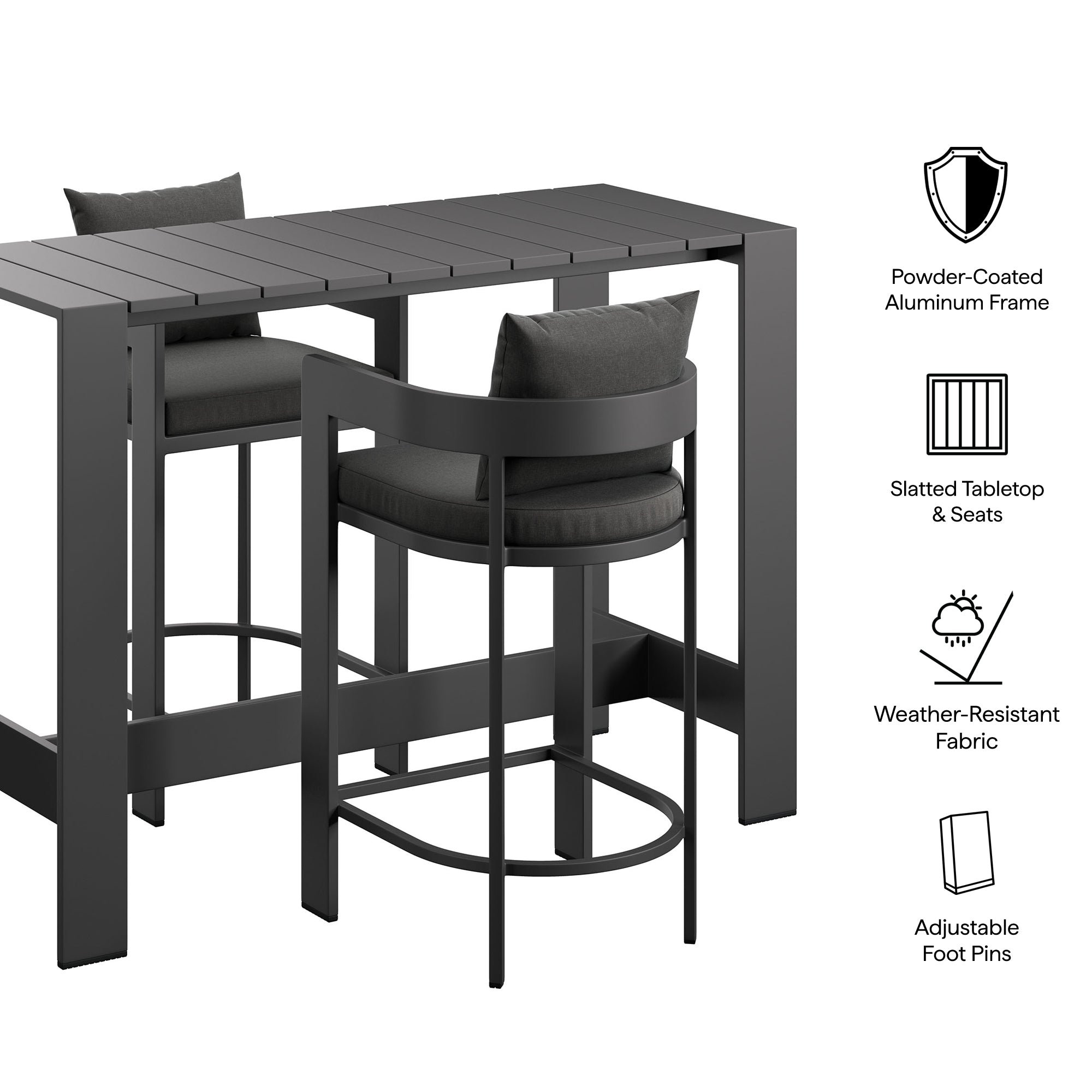 Tulsa 3 Piece Aluminum Bar Table Set