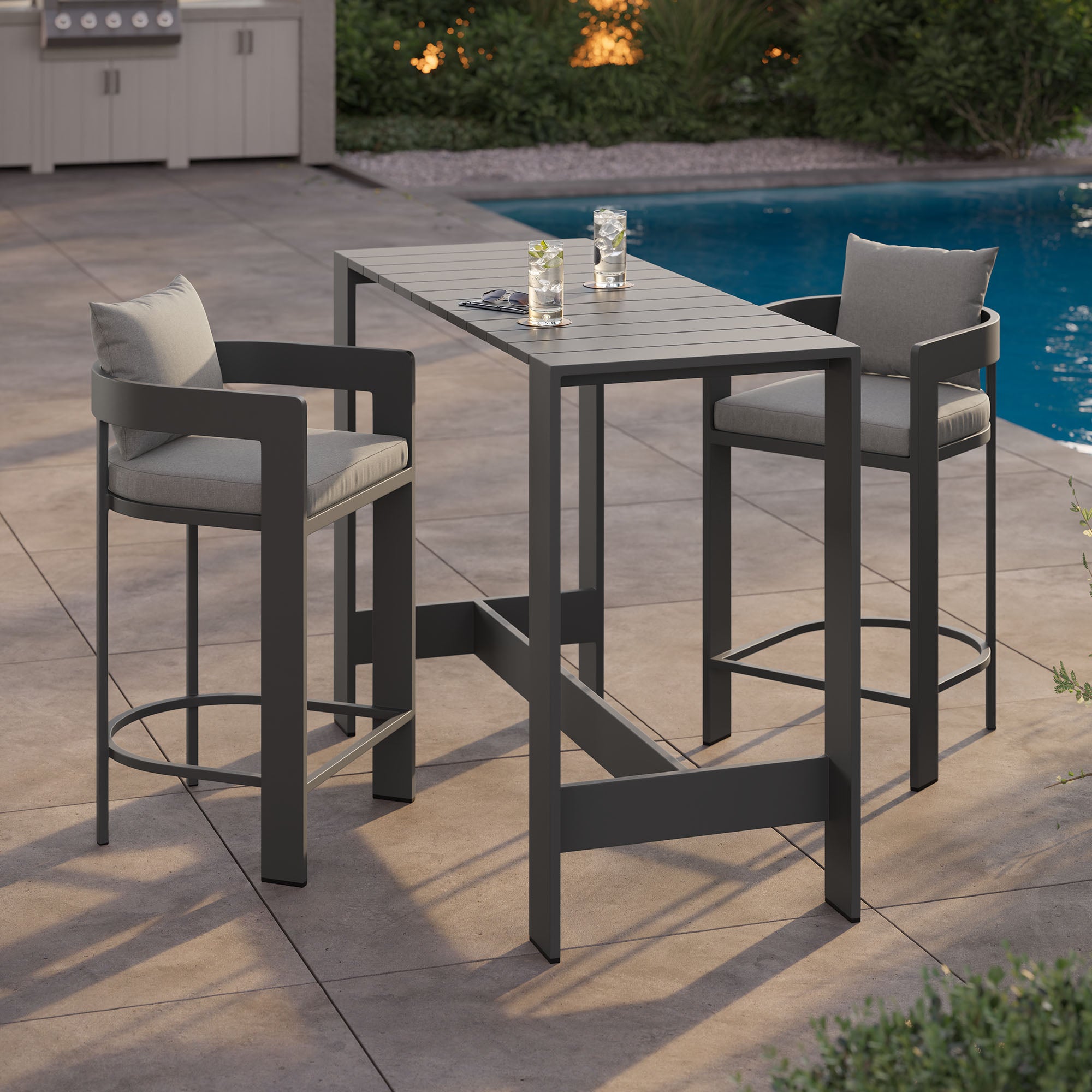 Tulsa 3 Piece Aluminum Bar Table Set