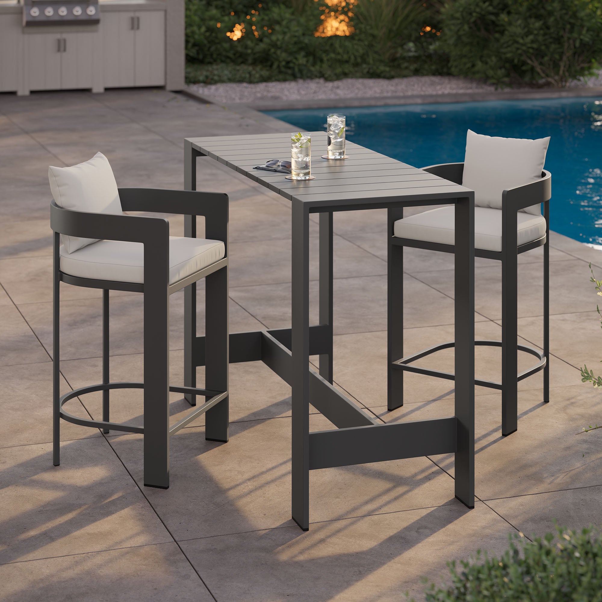 Tulsa 3 Piece Aluminum Bar Table Set