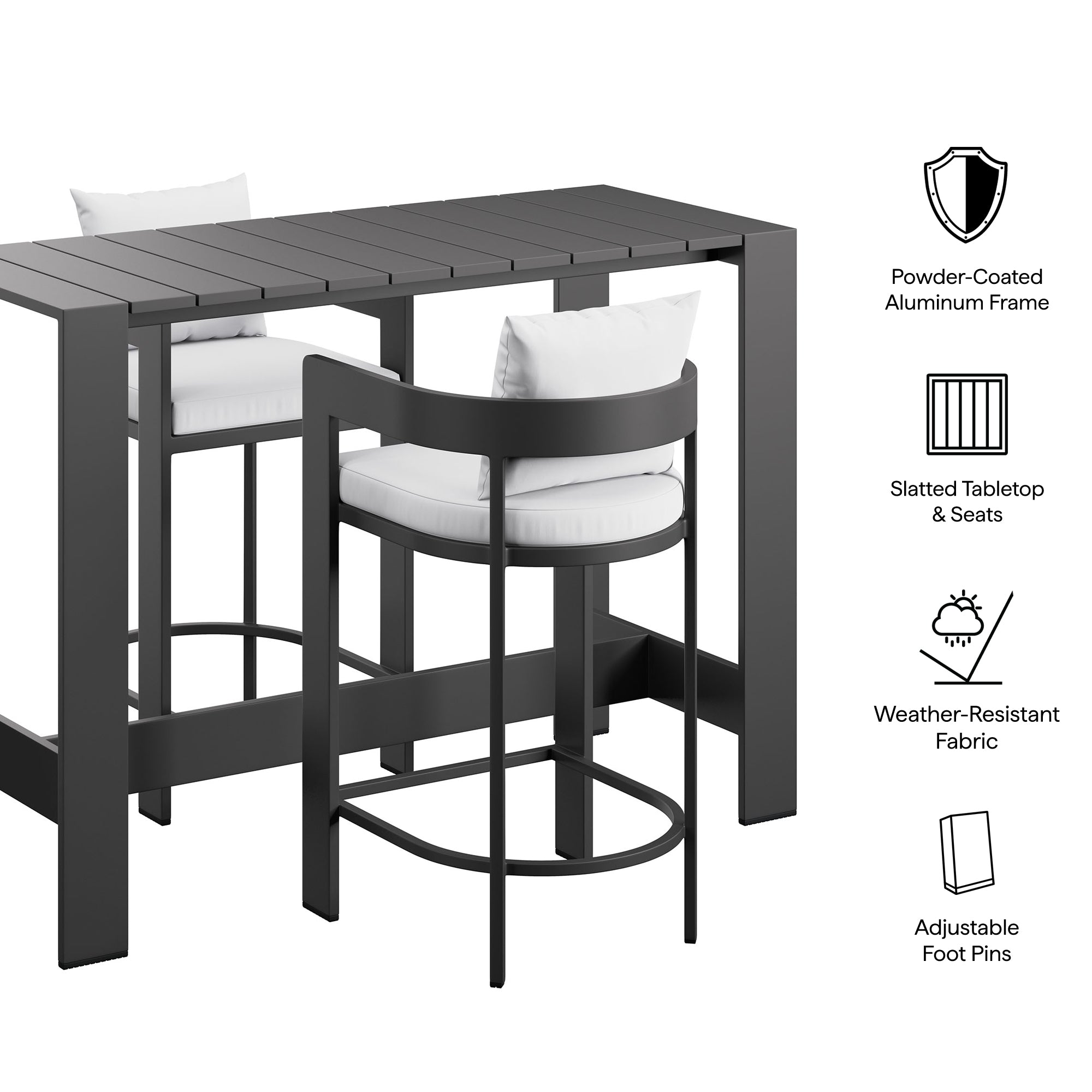 Tulsa 3 Piece Aluminum Bar Table Set
