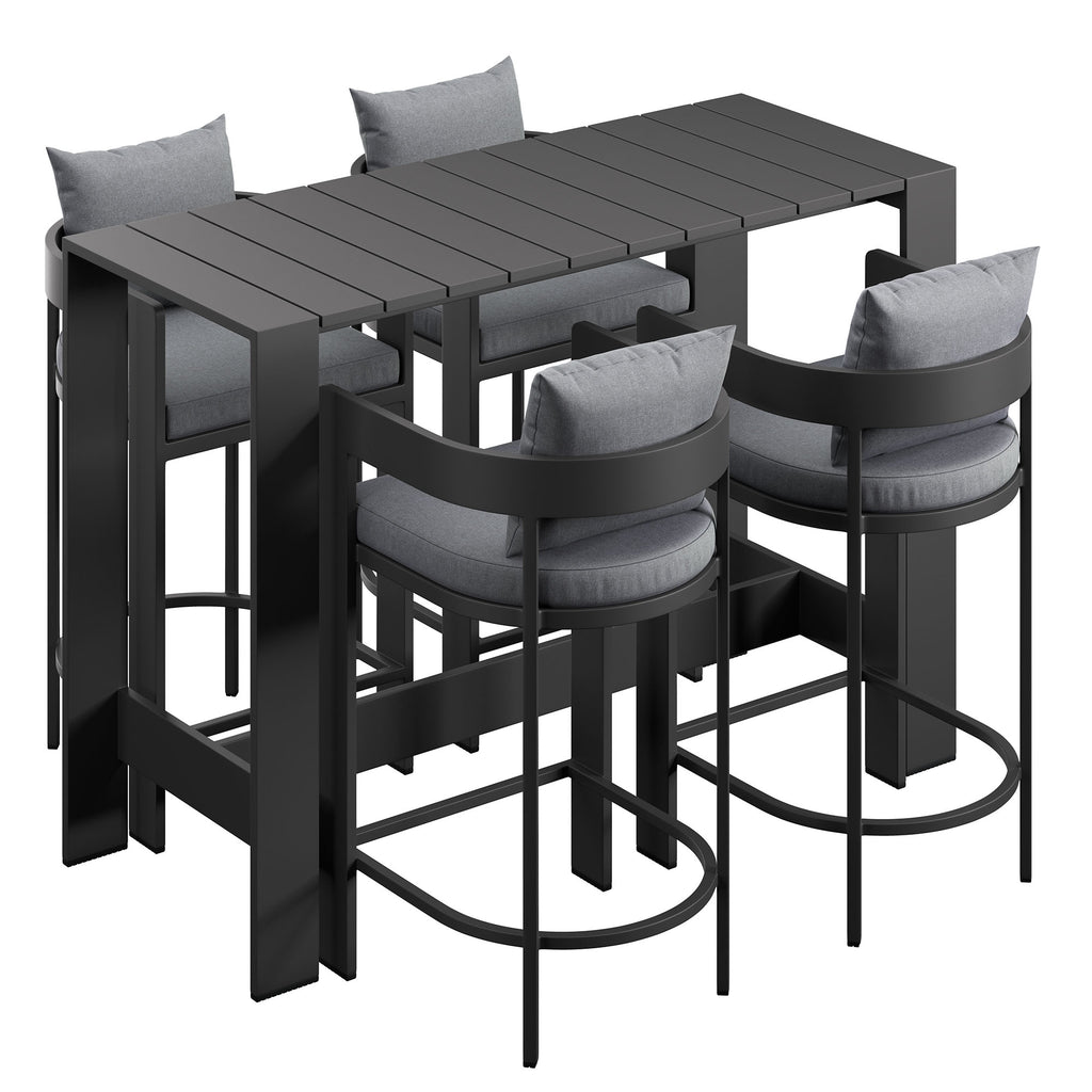 Tulsa 5 Piece Aluminum Bar Height Table Set