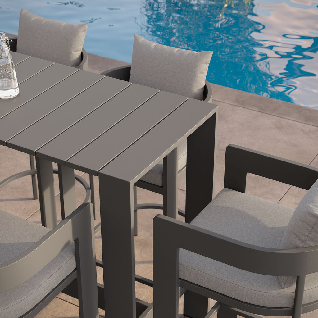 Tulsa 5 Piece Aluminum Bar Height Table Set
