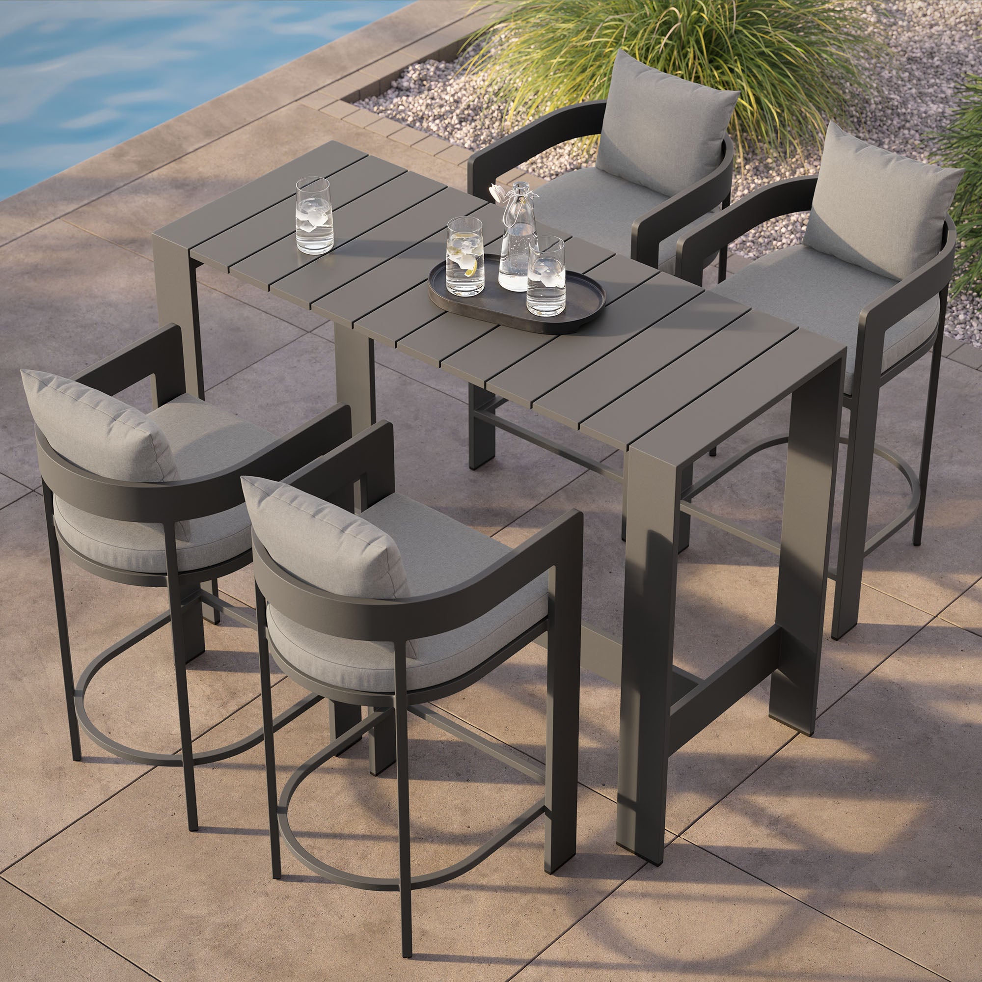 Tulsa 5 Piece Aluminum Bar Height Table Set